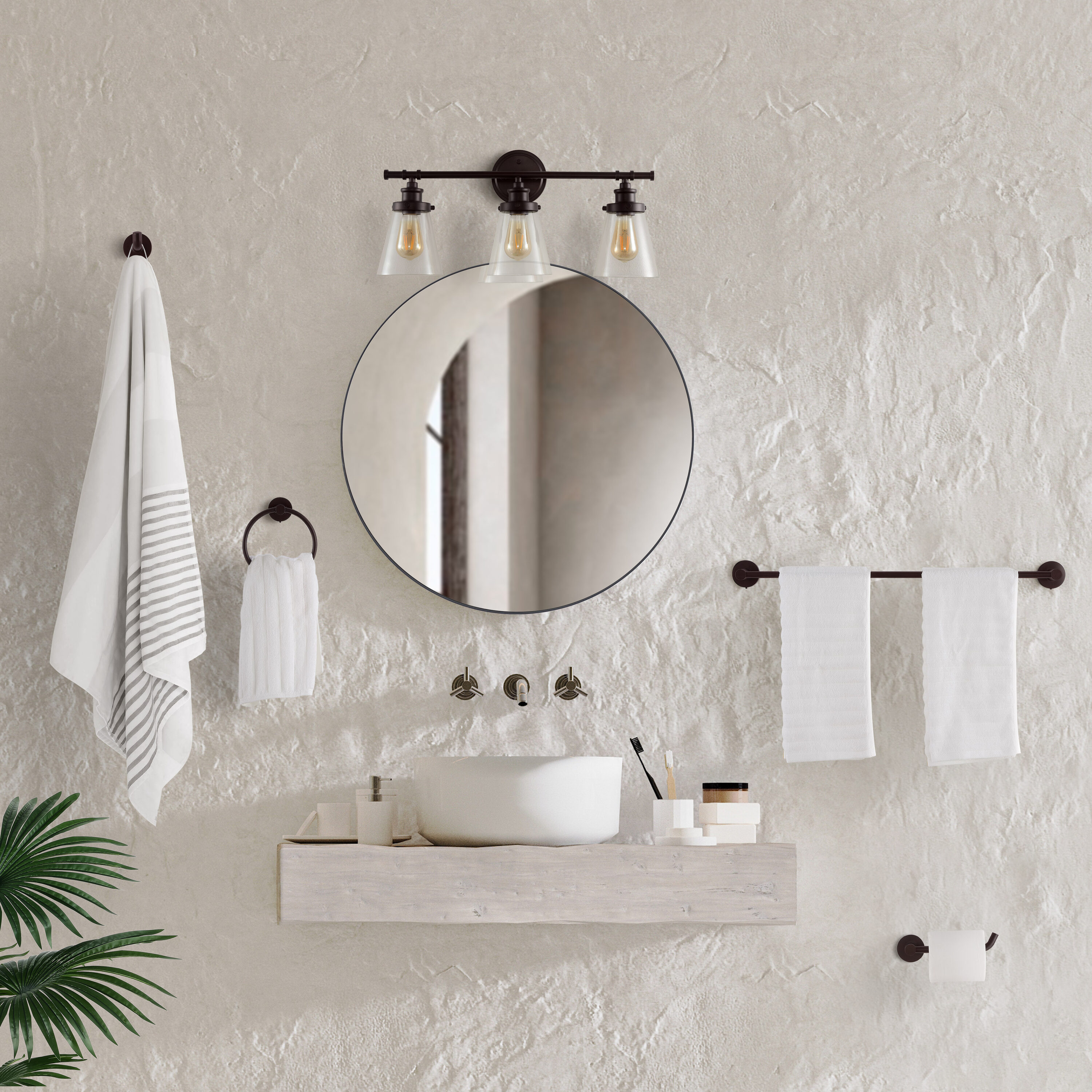 Hollis 23.75" Oil Rubbed Bronze 3-Light Farmhouse Vanity Light