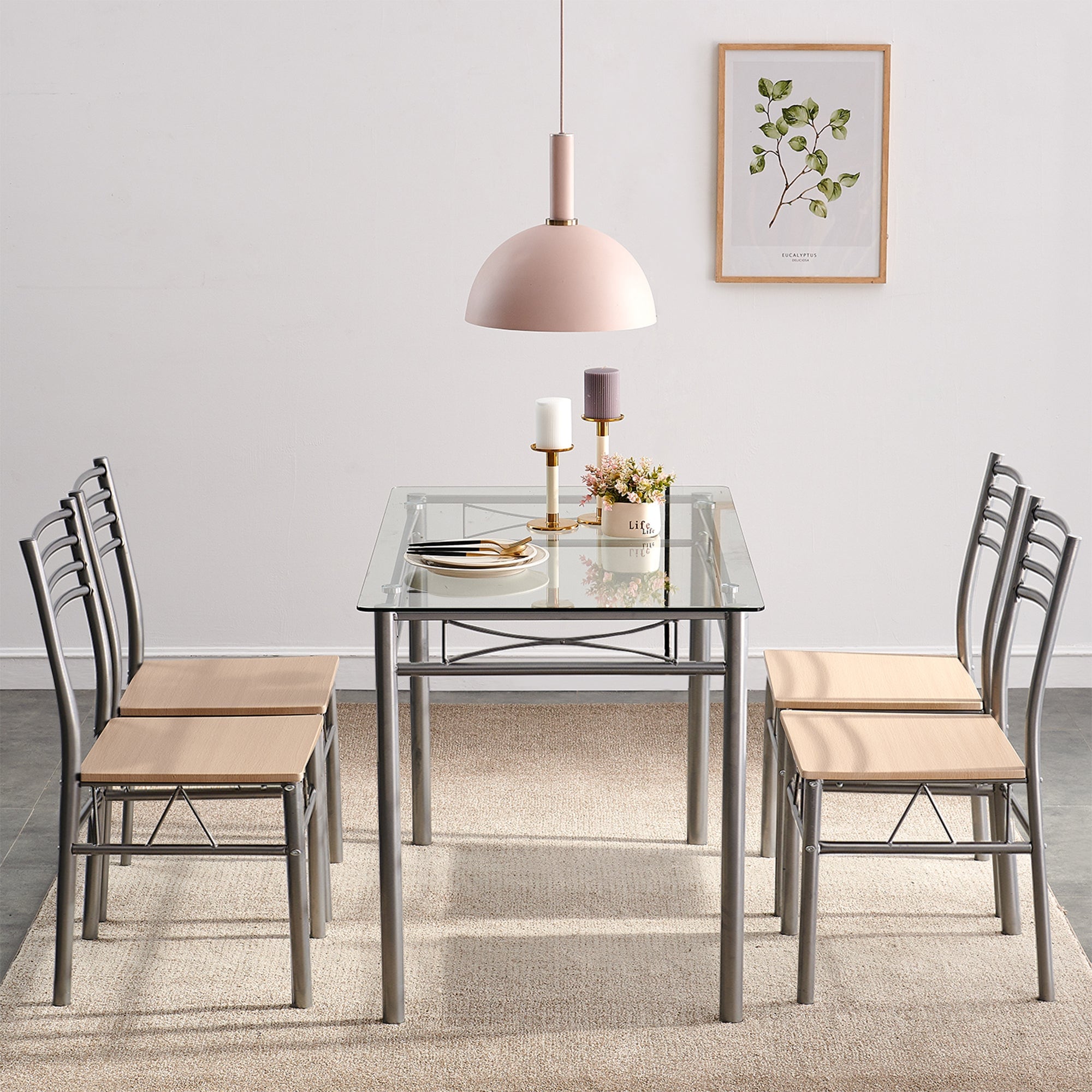 Vecelo LOE-XJM-TC02 4 Person Four Leg Dining Set