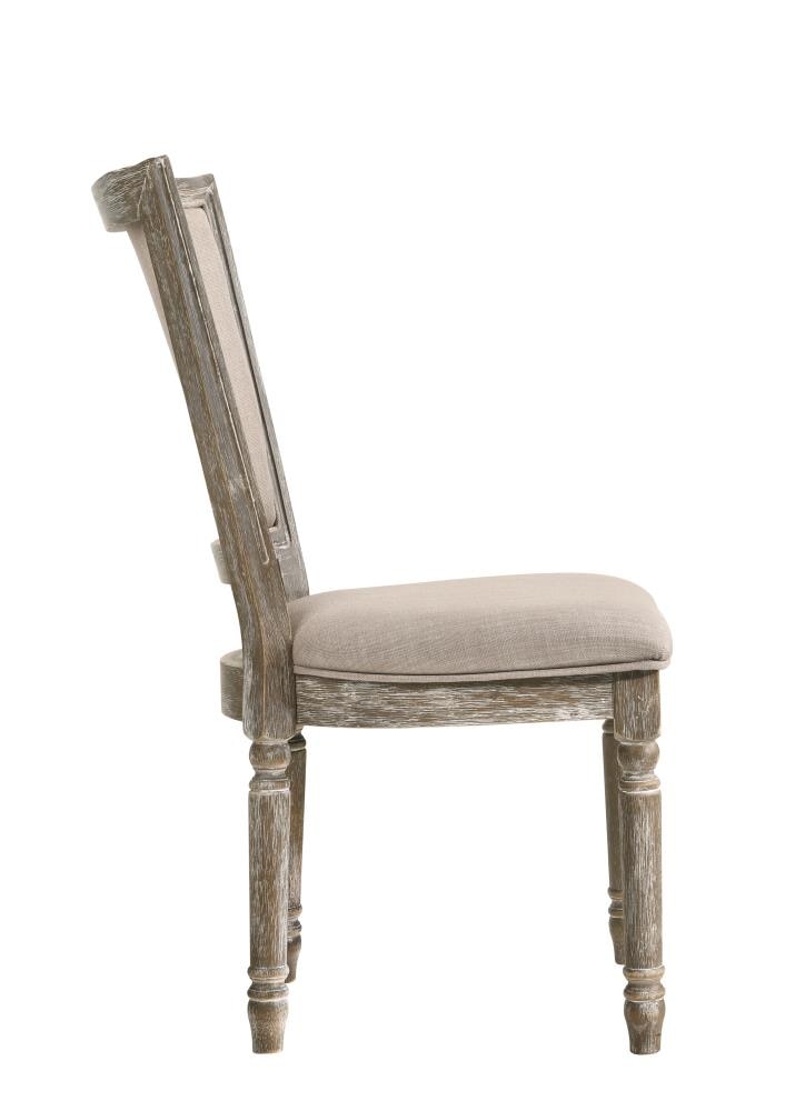 Reclaimed Gray Upholstered High Back Side Chair with Wood Frame