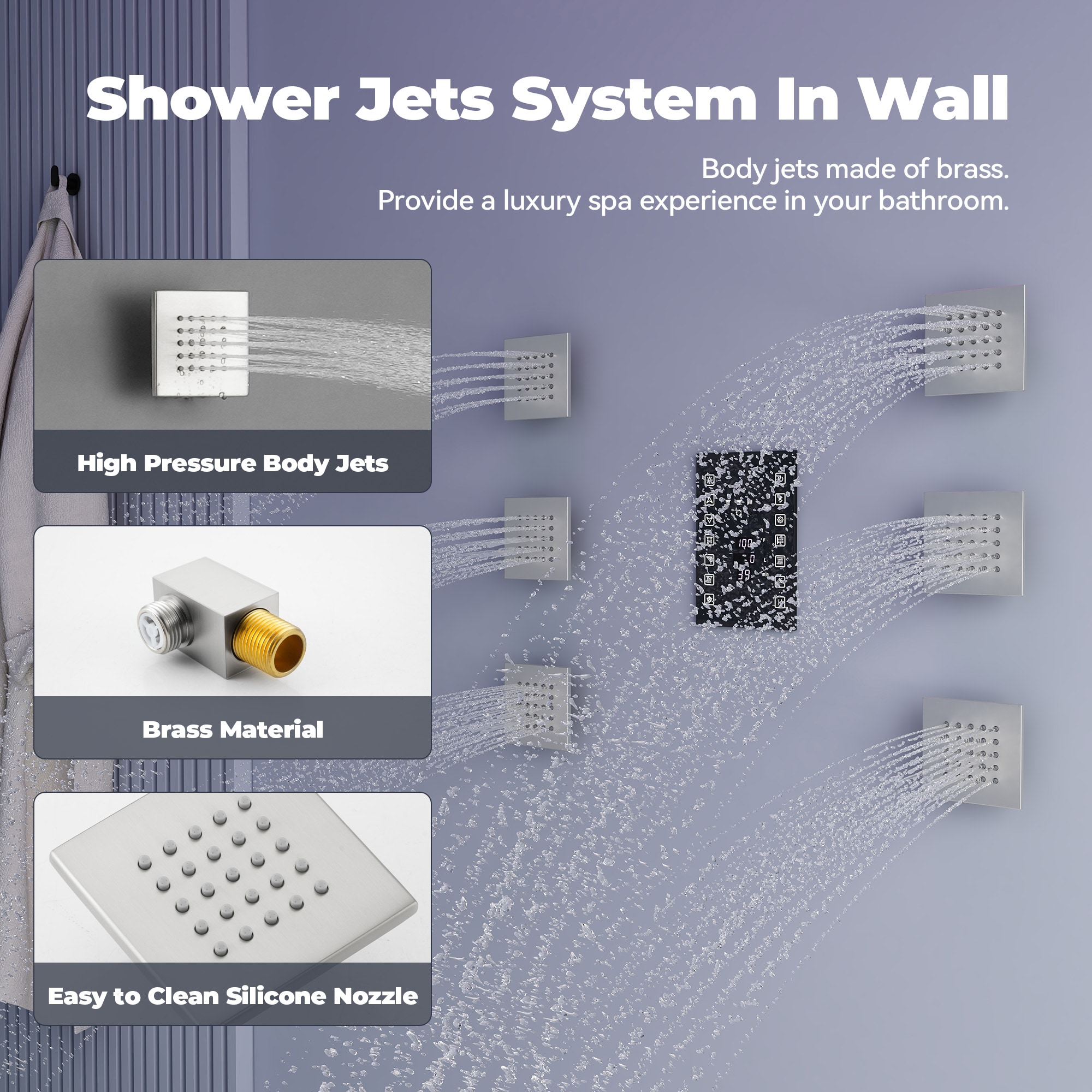 CASAINC BR01011HHCKBN Showerhead-Bar-Panels - View #7