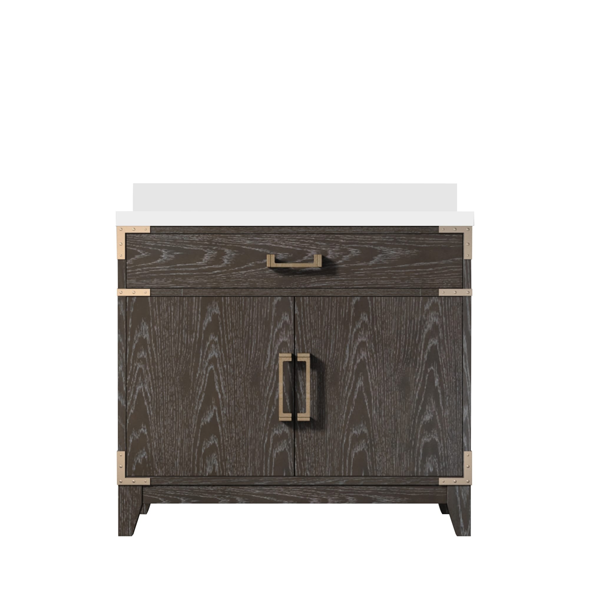Lexora LVW36SK200 Wilton 36-in Brown Oak Undermount Single Sink Bathroom Vanity with White Quartz Top