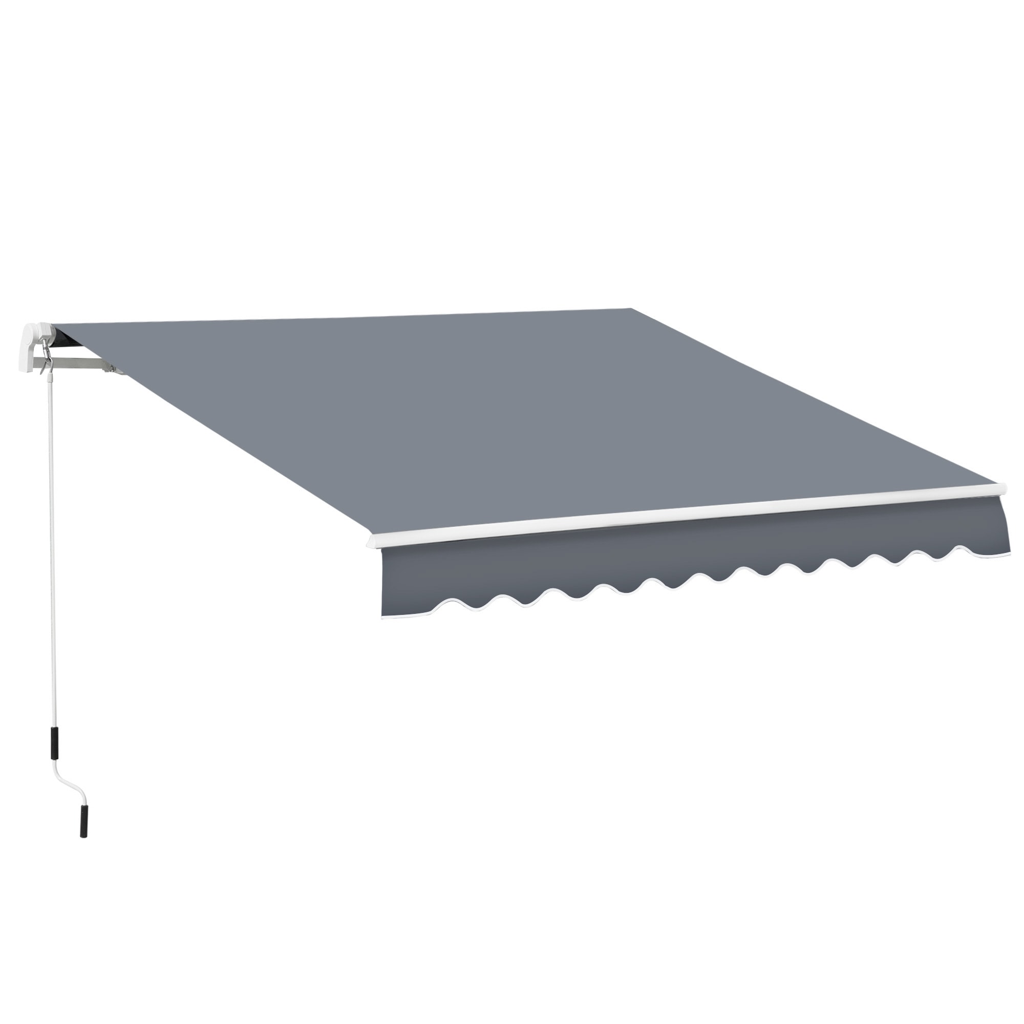 Outsunny 840-150V00CG 10' x 8' Manual Retractable Awning Sun Shade Shelter for Patio Deck Yard with UV Protection and Easy Crank Opening Dark Gray