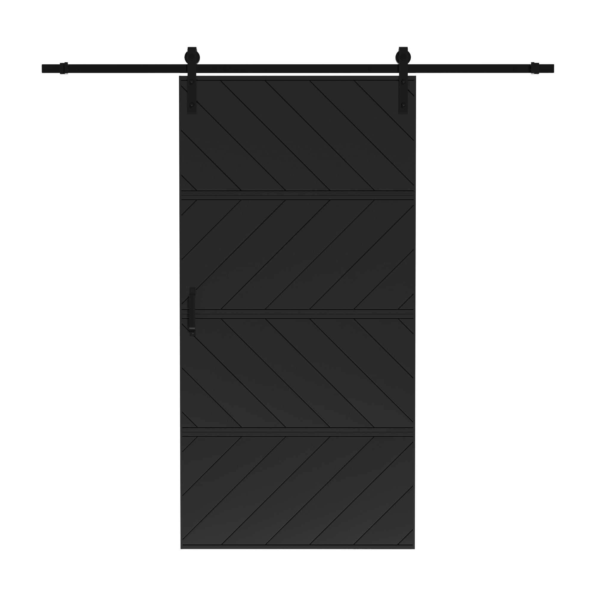JUJUBON IN-BDBL-XW-4D-BD1-42 42-in x 84-in Black Non-standard MDF Solid core Single Barn Door (Hardware Included)