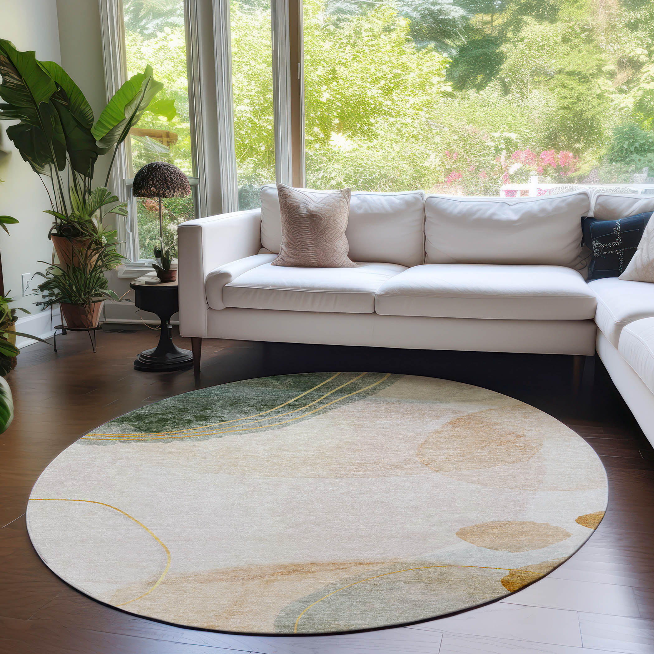 Addison Rugs ACN545BG8RO Chantille ACN545BG 8 x 8 (ft) Polyester Beige Round Indoor/Outdoor Geometric Machine washable Area rug