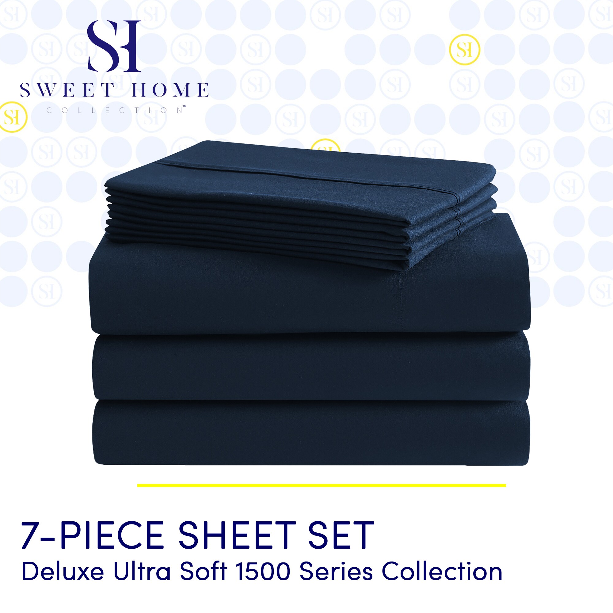Sweet Home Collection LOW-7P-SH-SPK-NVY Sheet-Sets - View #2