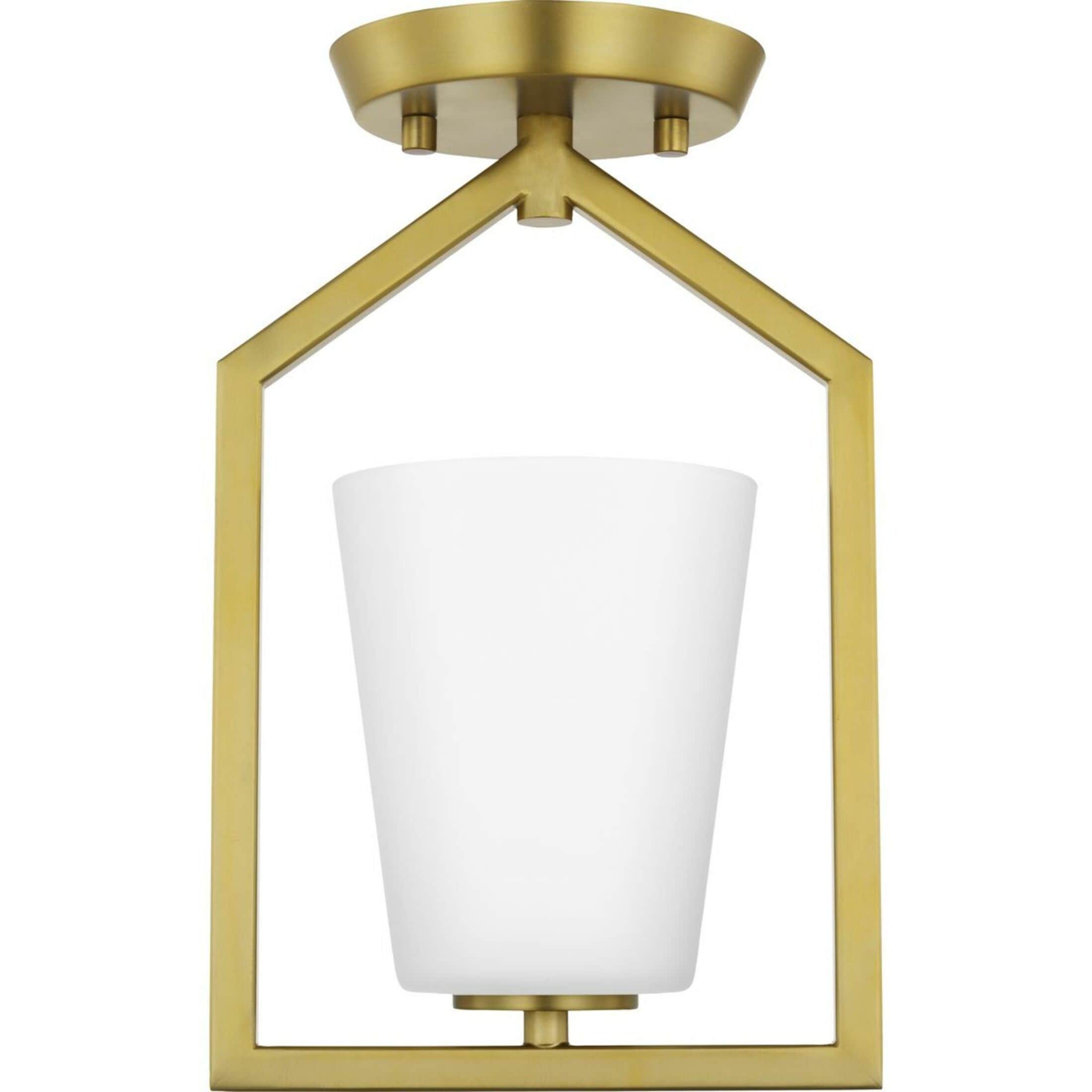 Progress Lighting P350259-191 Vertex 1 -Light 7.37-in Brushed Gold Semi Flush Mount Light