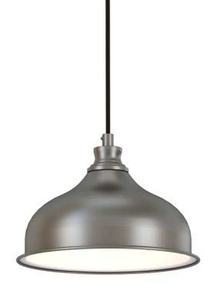 Allen Roth Gray And White Inside Farmhouse Dome Plug Pendant Light In The Lighting Department At Com - Clip On Ceiling Light Shade Lowe S