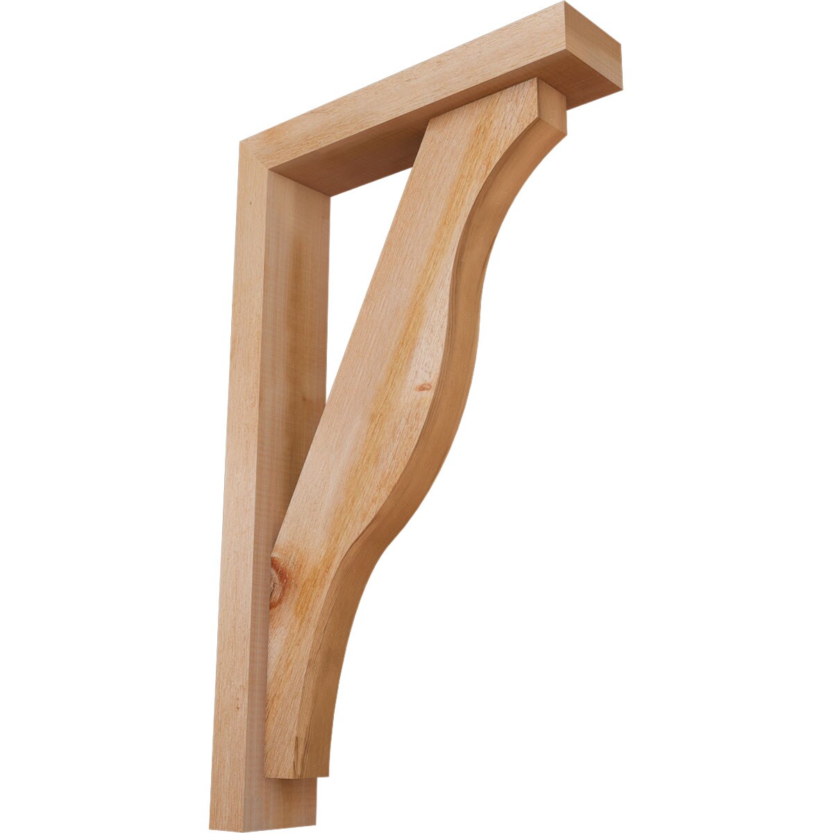 Ekena Millwork 1462215 Funston Block Rough Sawn Bracket with Offset Brace 4-in x 18-in x 30-in Western red cedar Brown Wood Standard bracket