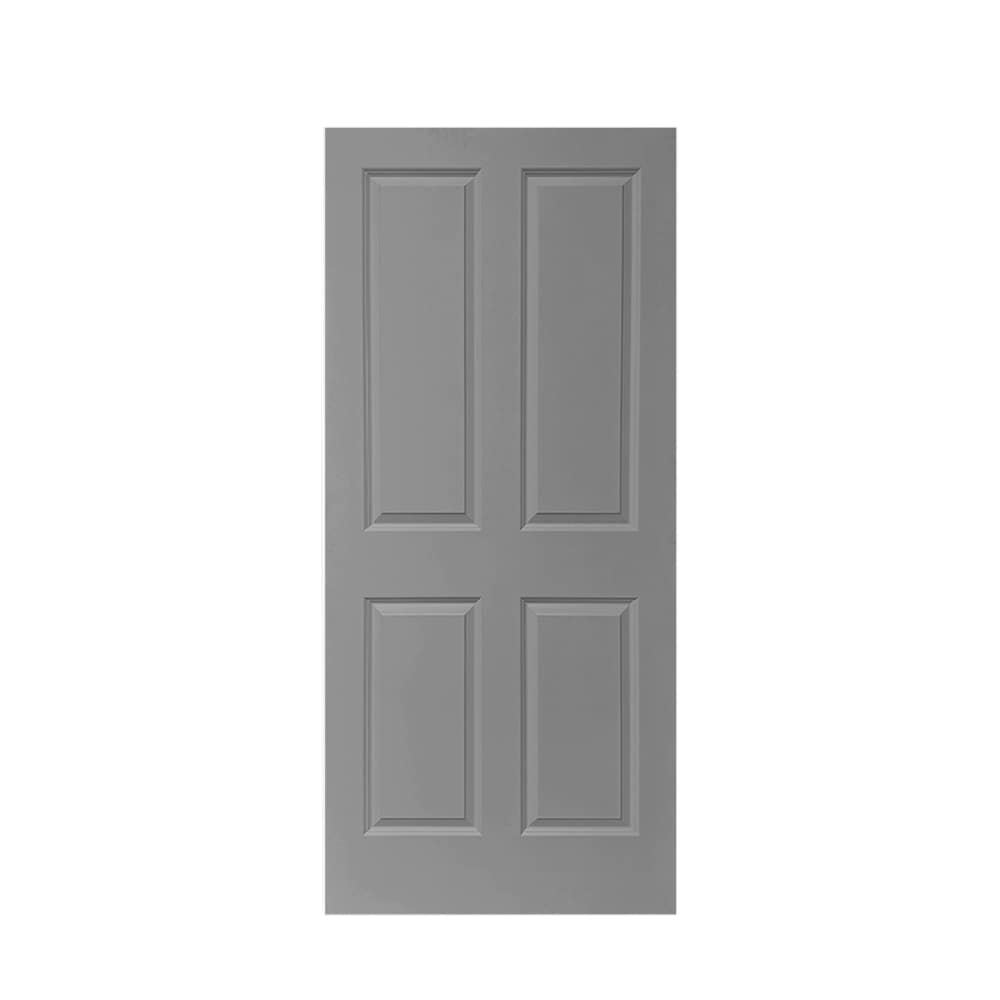 CALHOME DOOR-4PANEL-30SG 30-in x 80-in Light Gray MDF Hollow core Single Barn Door (Hardware Not Included)