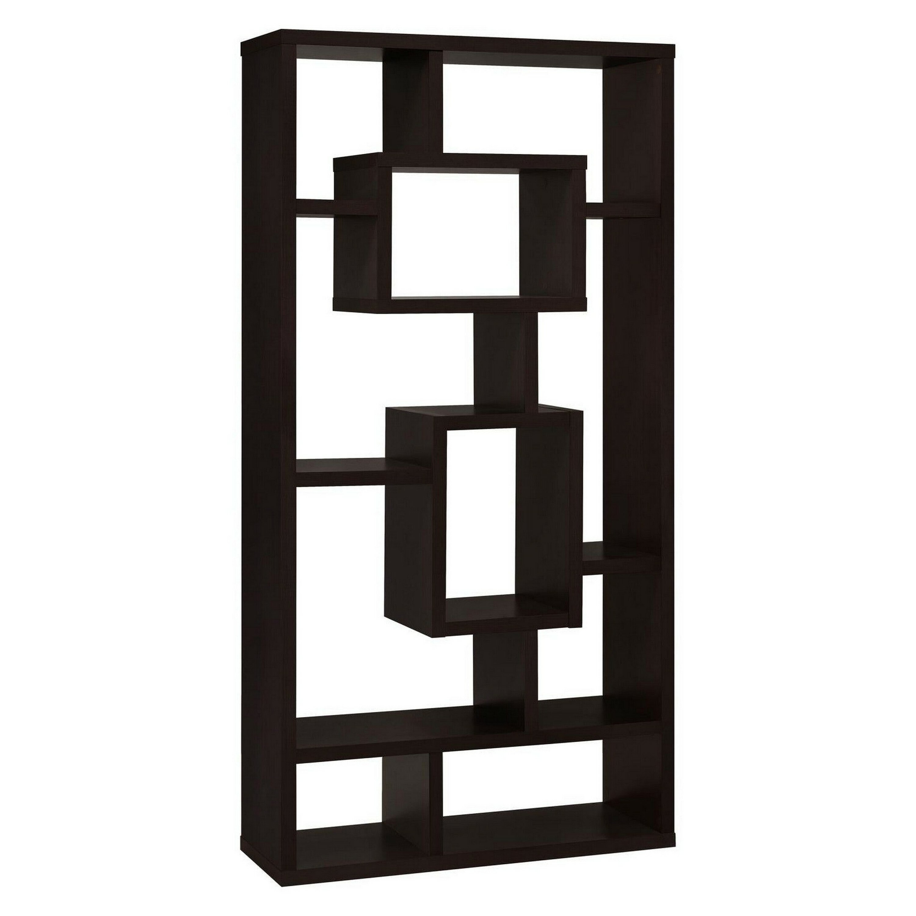Benzara BM156231 Brown Wood 3-Shelf Bookcase (35.5-in W x 70.75-in H x 11.5-in D)