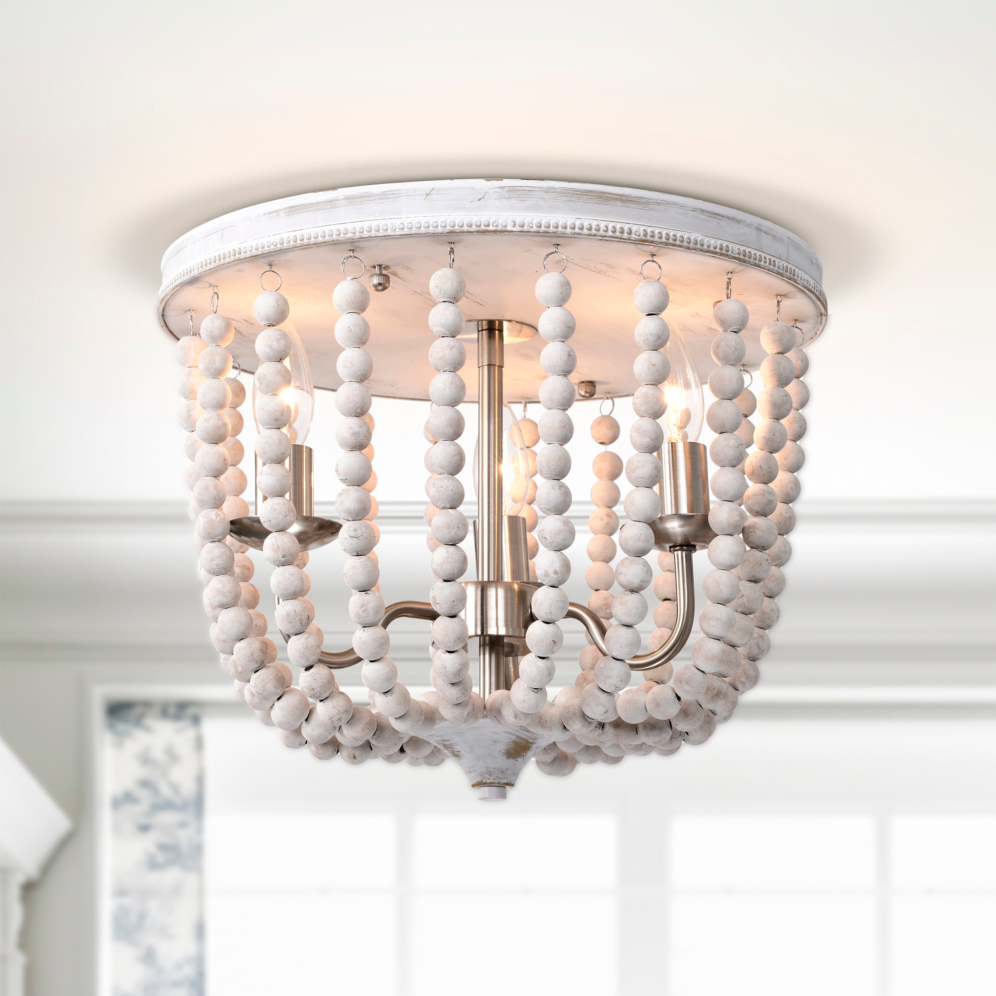 Home Accessories Inc CD021/3WH 3 -Light White Bohemian/global For Use in Bedrooms, Dining Rooms, Foyers, Kitchens, Living Rooms Chandelier