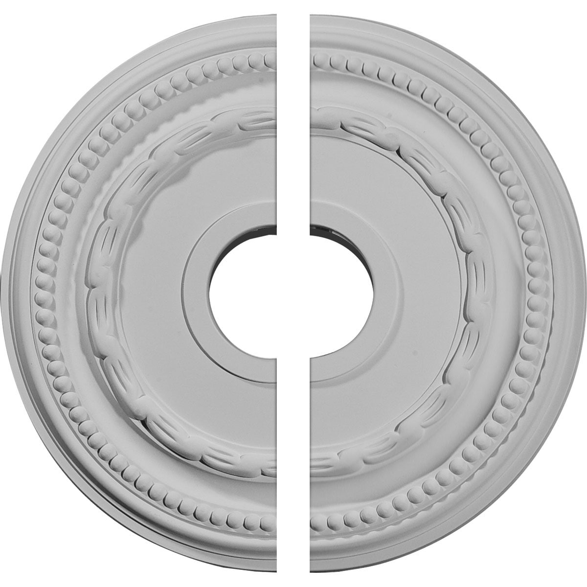 Ekena Millwork CM15FE2 Federal 15.375-in W x 15.375-in L Architectural White Polyurethane Split Ceiling Medallion