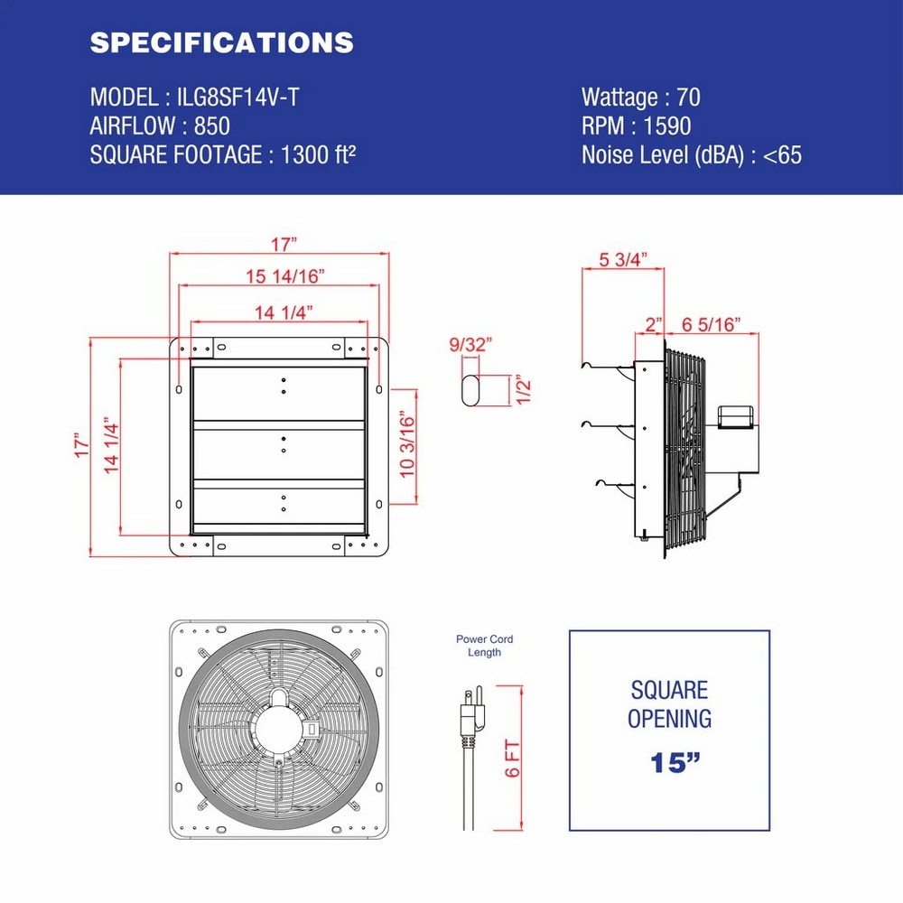 iLIVING ILG8SF14V-T Wall-Mounted-Fans - View #11