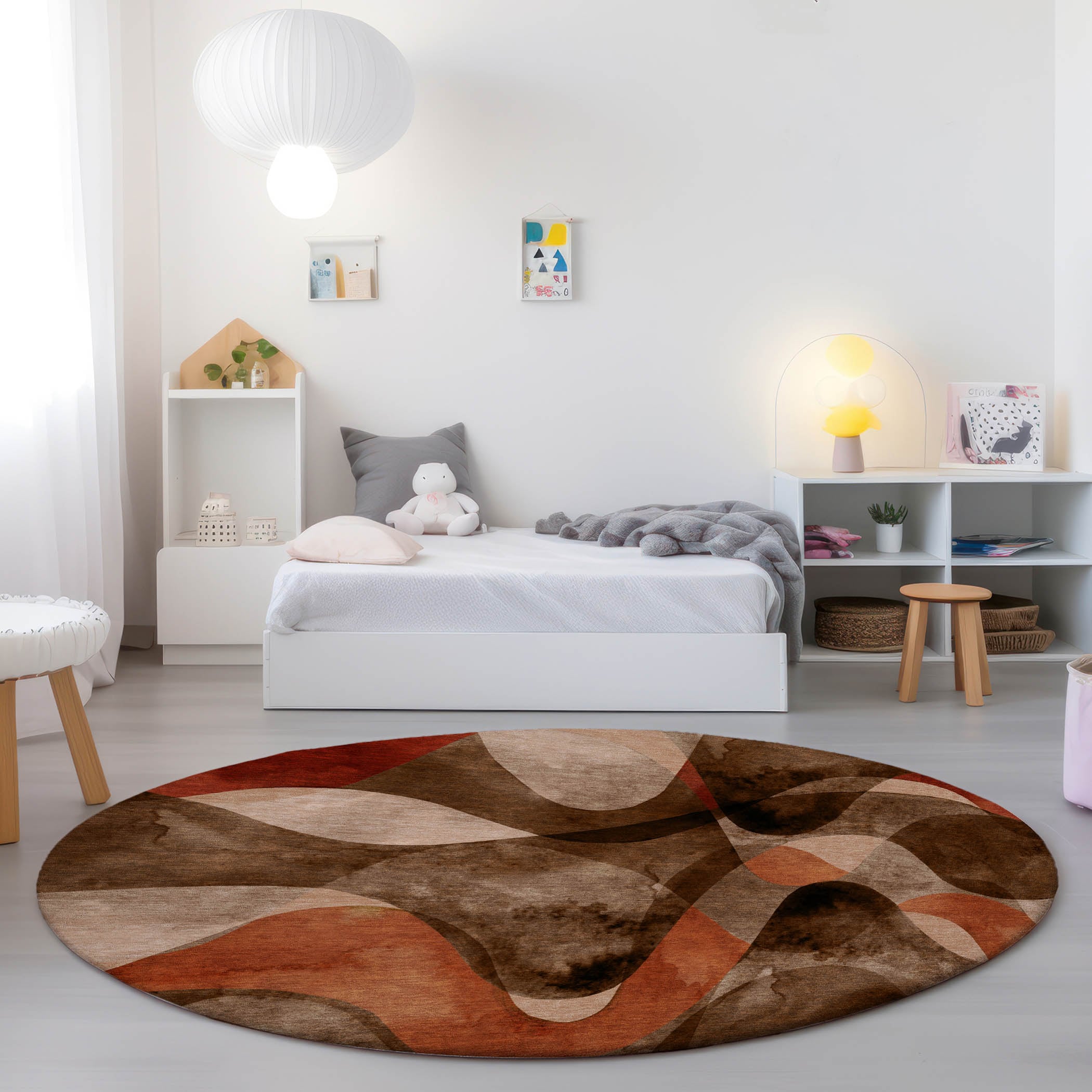 Addison Rugs ACN536CH8RO Chantille 8 x 8 (ft) Polyester Chocolate Round Indoor/Outdoor Abstract Mid-Century Modern Machine washable Area rug