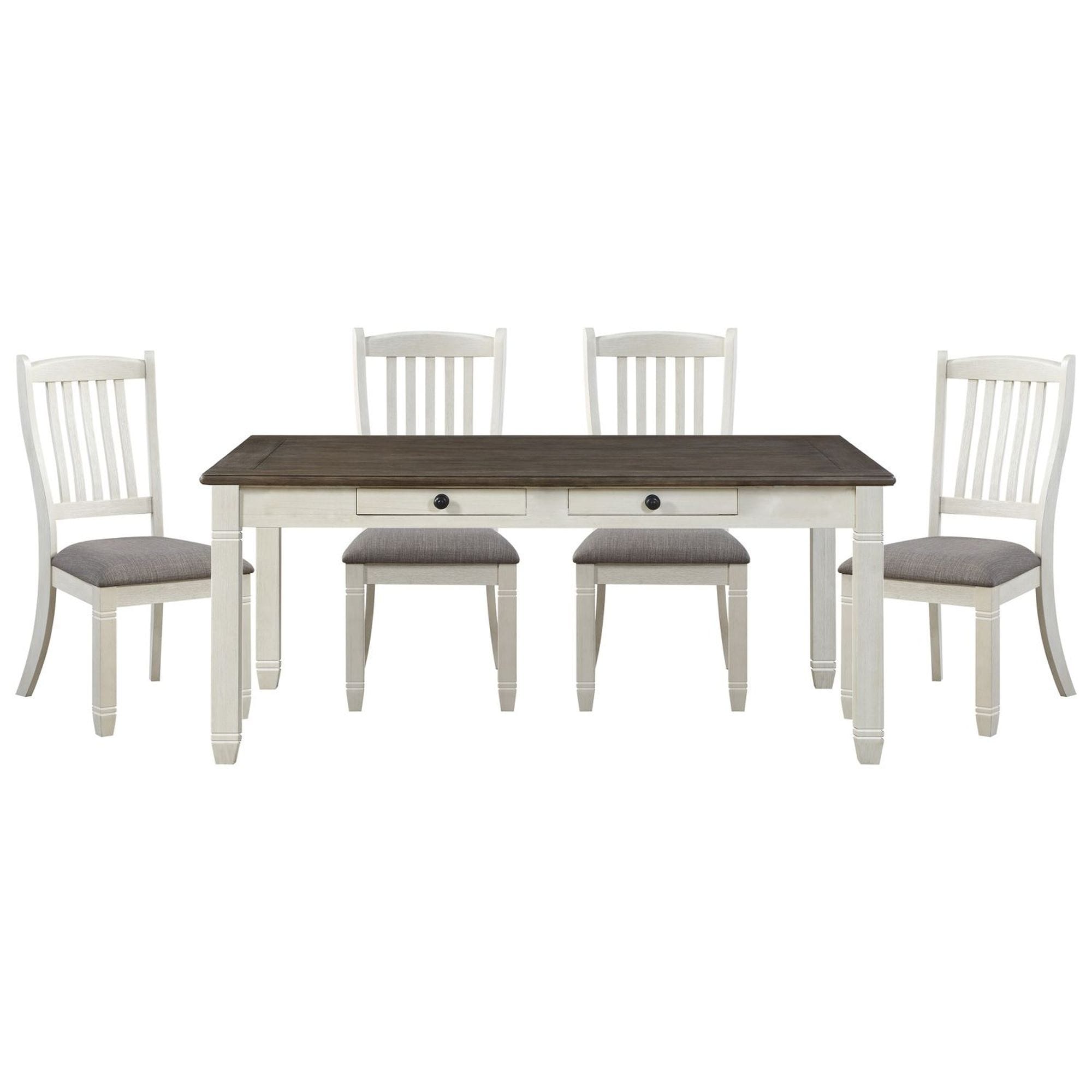 JASMODER B011S00225 Antique White Contemporary/Modern Dining Room Set with Rectangular Table (Seats 4)