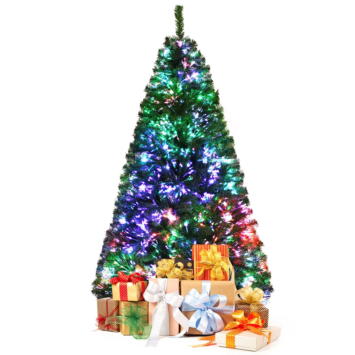 Forclover HYFASDCM37 6-ft Pre-lit Artificial Christmas Tree with Yellow LED Lights