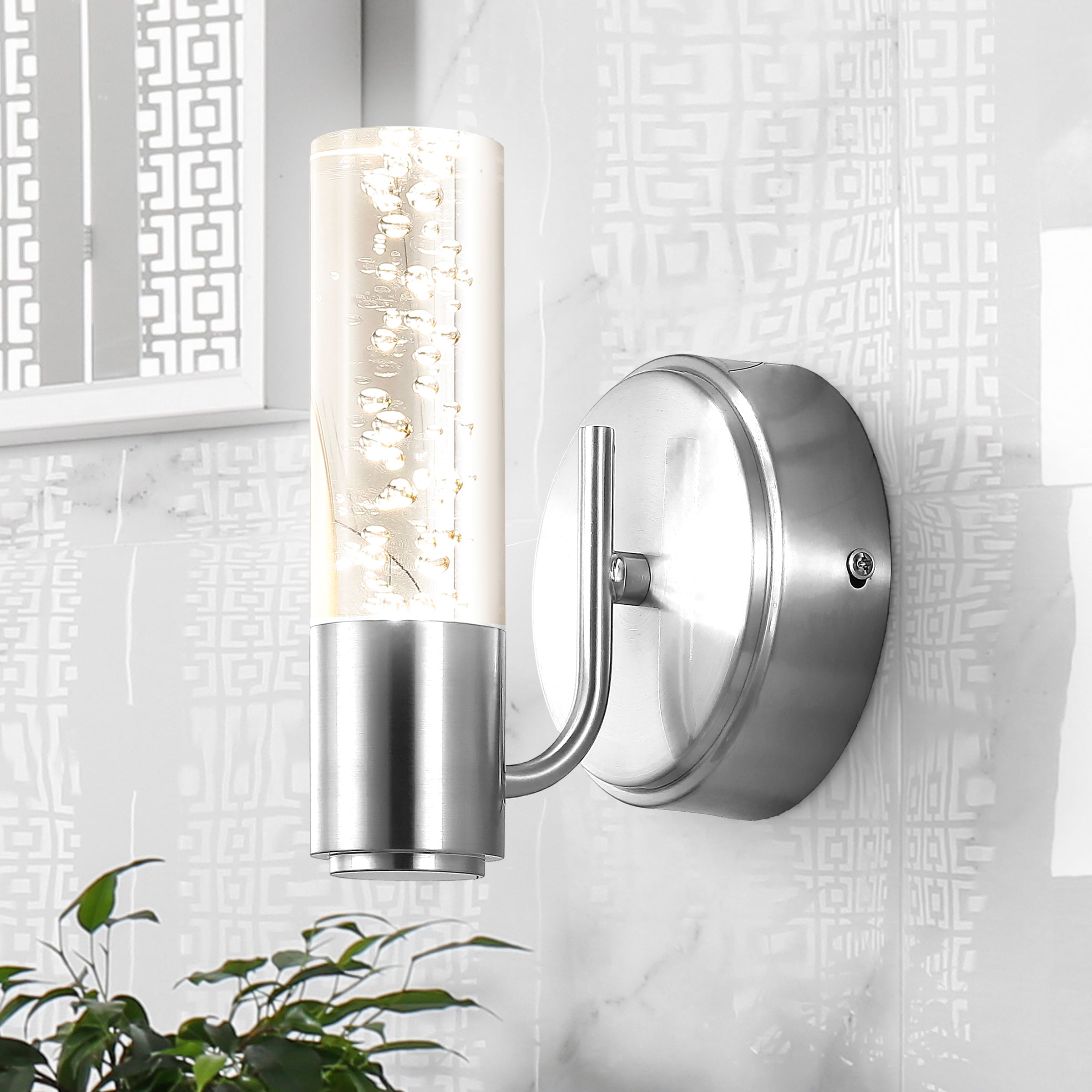 JONATHAN  Y JYL7222A Bolha Bubble Acrylic/Iron Integrated Minimalist 4.75-in 1 -Light Polished Chrome Integrated LED Modern/contemporary Vanity light