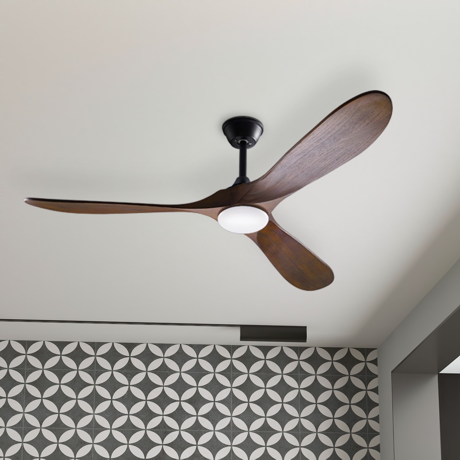 FUFU&GAGA BC0231-01 35-in Color-Changing Outdoor White with Brown Blades - Remote Included ( 3 -Blade )
