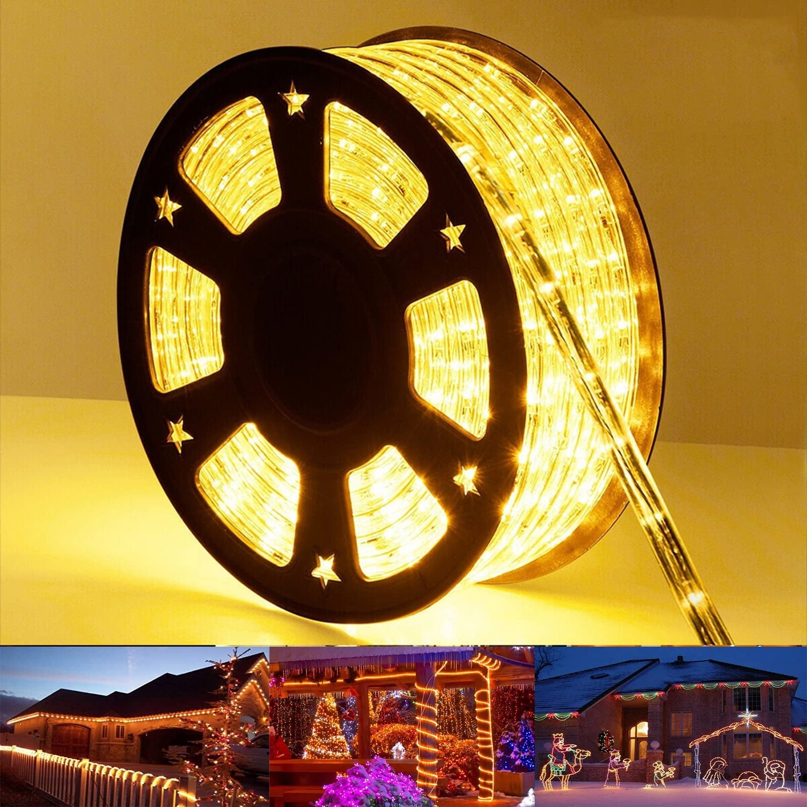 Lukvuzo  100ft LED Rope Lights Outdoor Waterproof 720 LED Connectable Flexible Tube Light with 8 Modes Timer and Memory for Garden Patio Pool