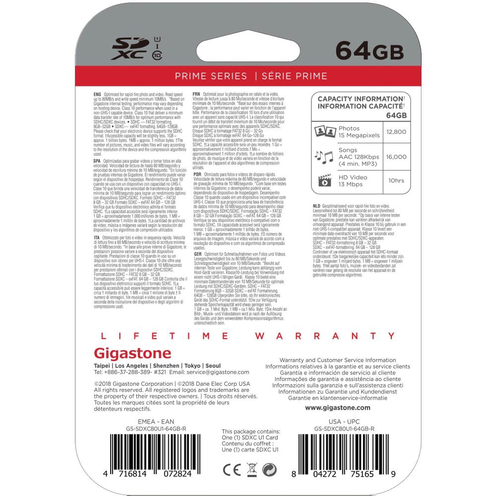 Gigastone GS-SDXC80U1-64GB-R Computers-Peripherals - View #2