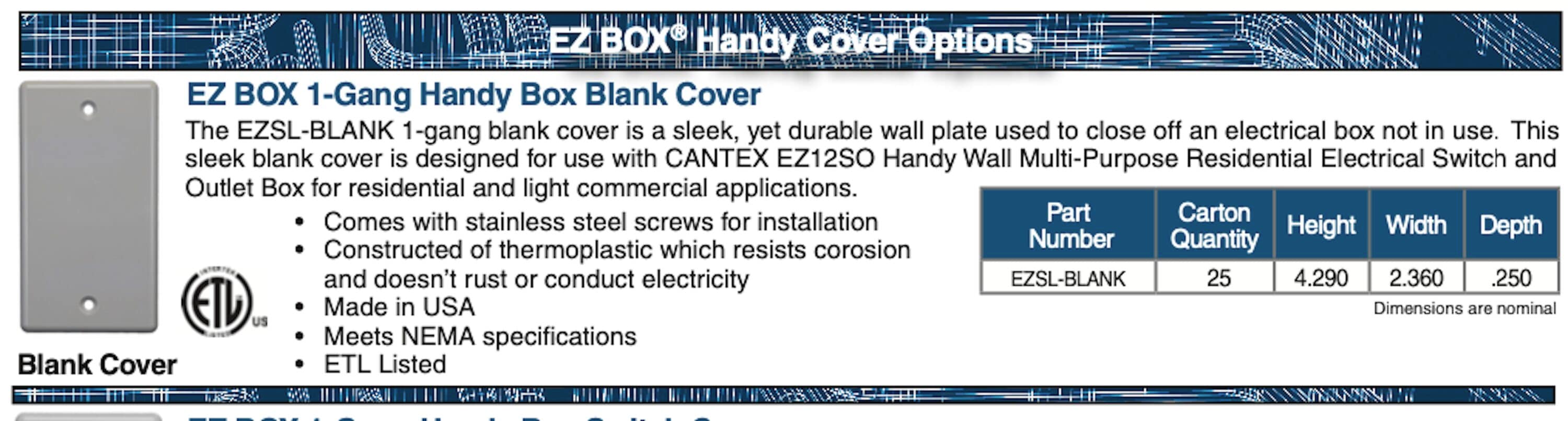 CANTEX LEZSL-BLANK Electrical-Box-Covers - View #4