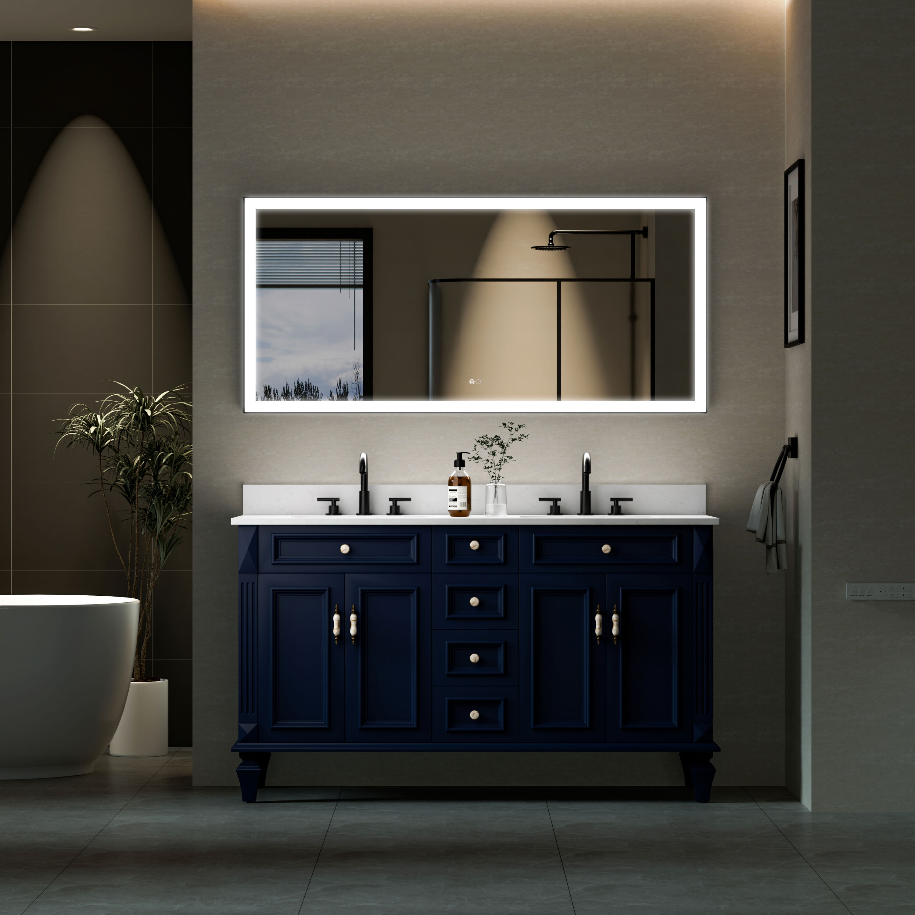 WELLFOR W5FM6028MB Framed-Bath-Mirrors - View #3