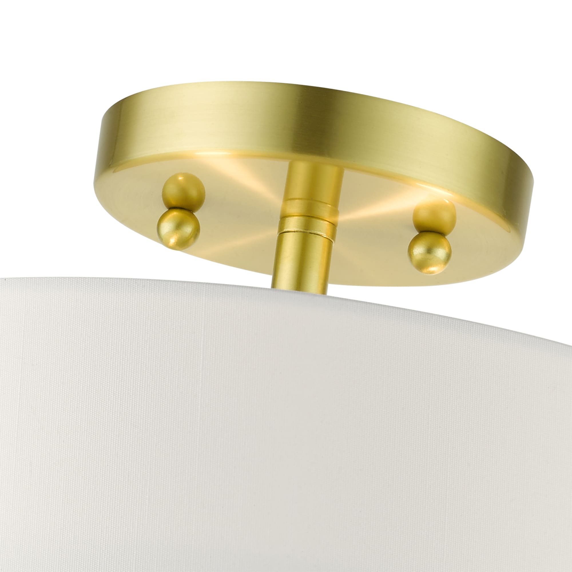 Satin Brass Glass Drum 2-Light Semi-Flush Mount