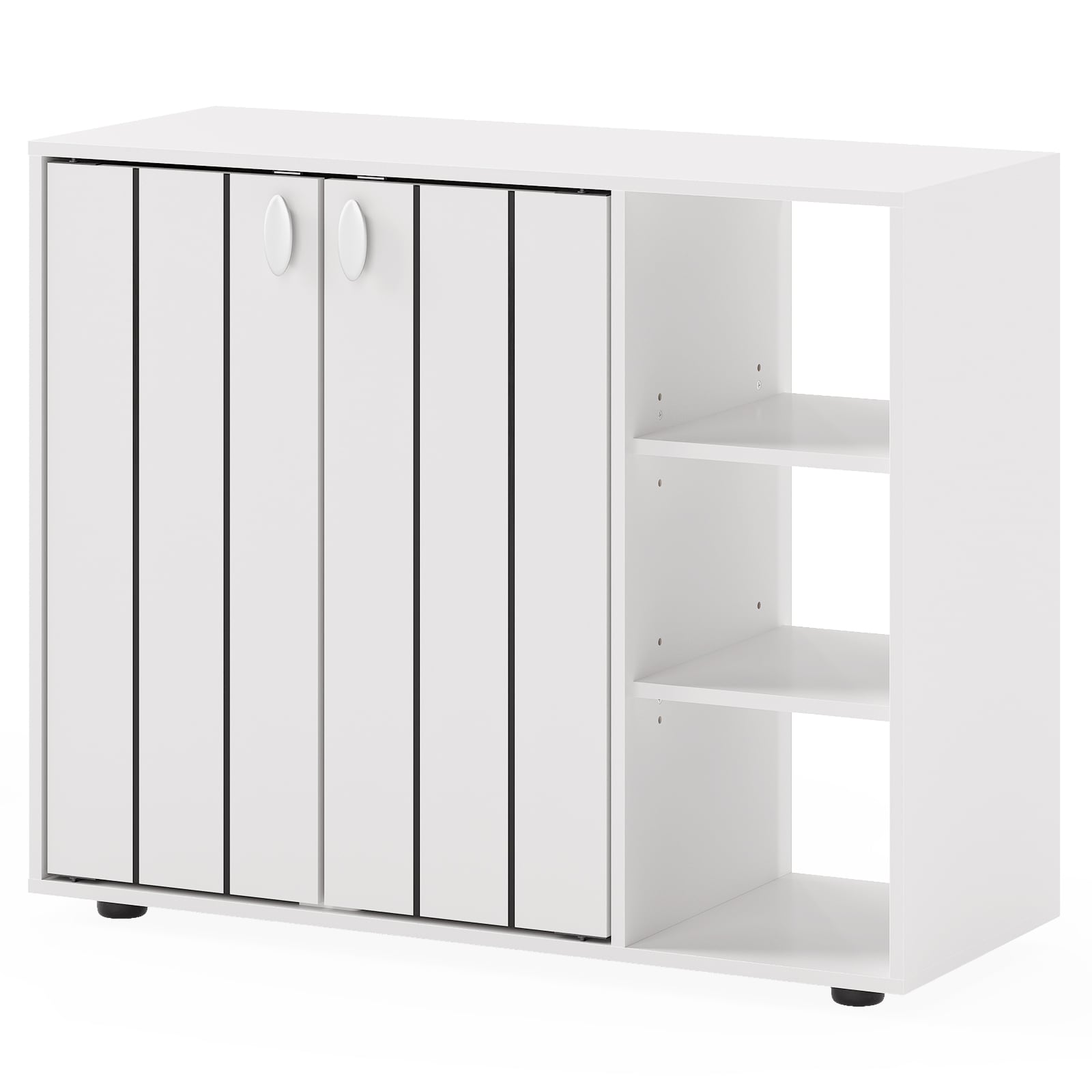 SUGIFT 3-Tier Shoe Cabinet with Doors and 3-Level Adjustable Shelves 31.5-in x 12-in x 25.5-in for Entryway-White