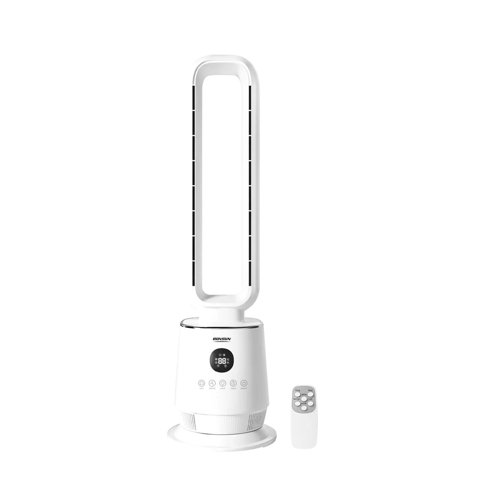 Winado  32 inch 3-Speed Bladeless Tower Fan in White with Touch Panel and Remote Control