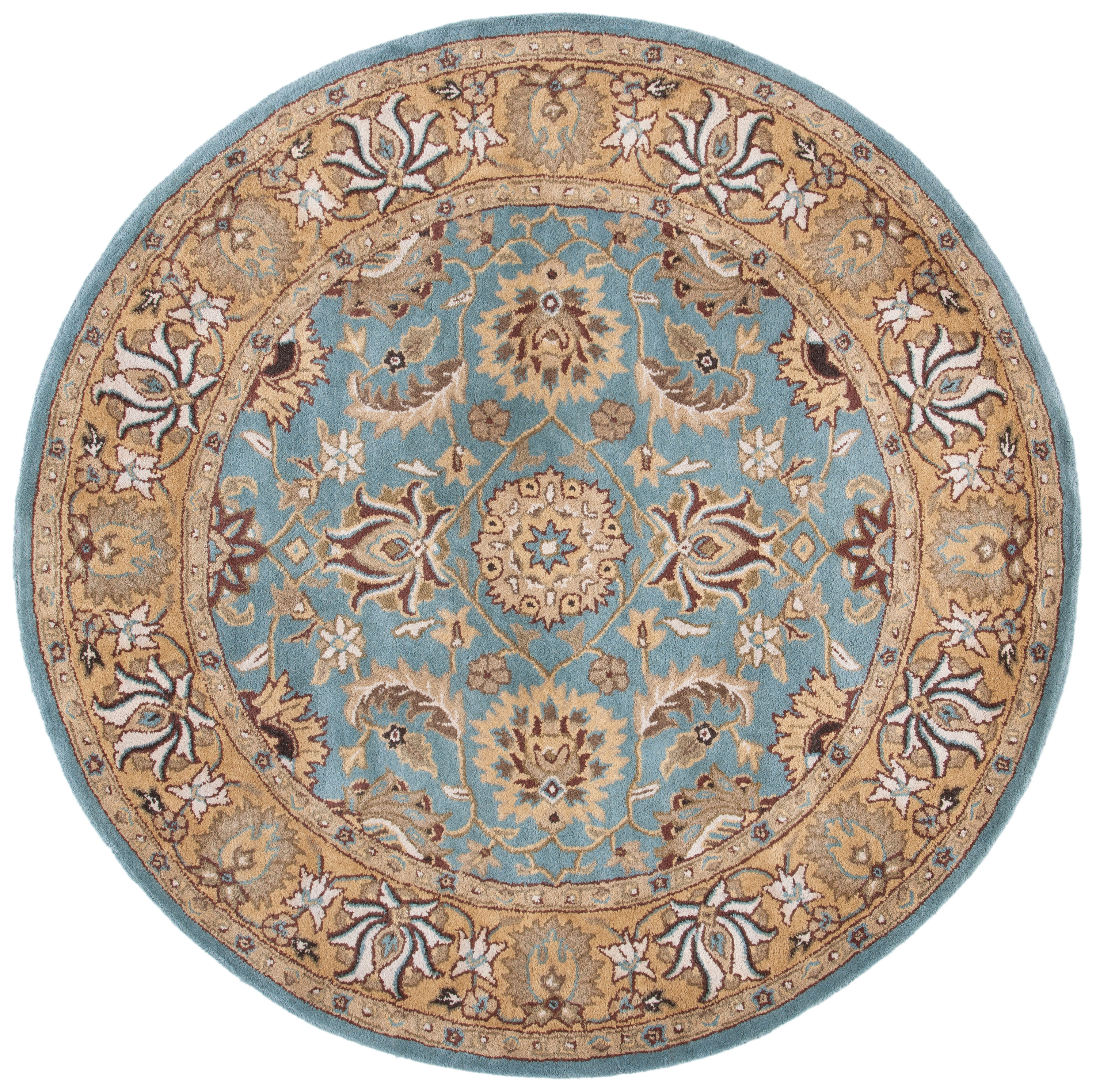 Hand-Tufted Artisanal Blue Wool & Cotton 6' Round Area Rug