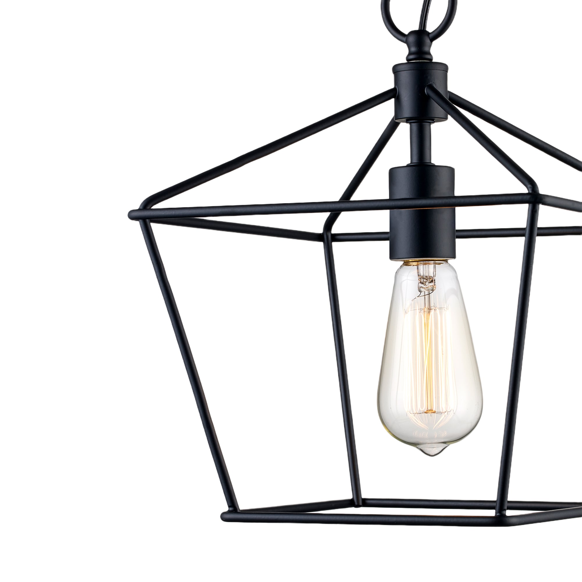 Farmhouse Industrial Black Metal Cage Mini Pendant Light