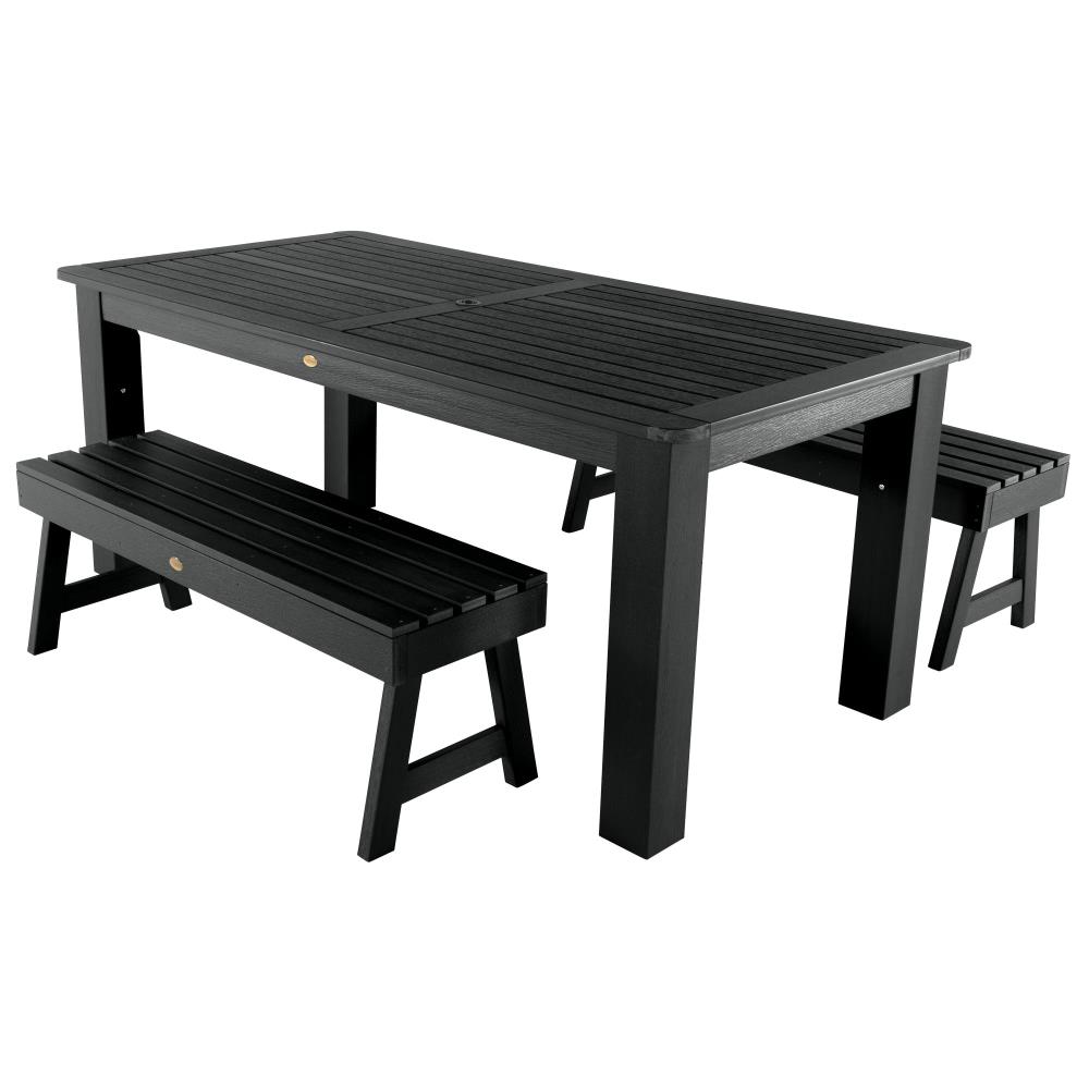 highwood AD-KITDTB3702-BKE Weatherly Collection 3-Piece Black Patio Dining Set