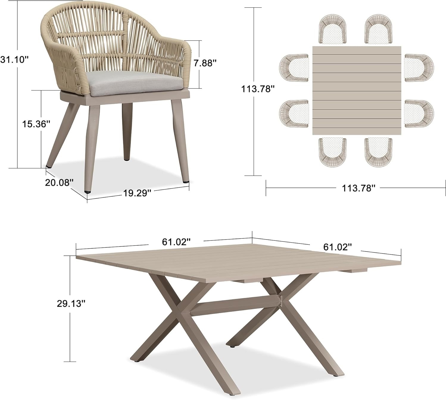 PURPLE LEAF LS03-VT09-155-CP Patio-Dining-Sets - View #2