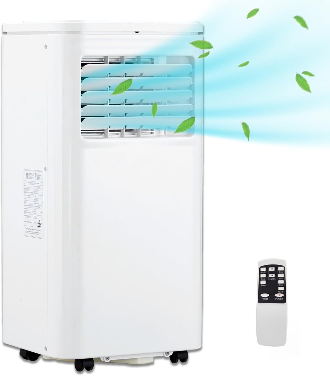 Qeetex ZYS-PHO-10FE3UOT 10000 BTU Portable Air Conditioner for Rooms Up to 450 Sq Ft 3-in-1 AC Unit with Cooling Dehumidifier Fan Silent Sleep Mode LED Display Remote 24H Timer R32 Refrigerant Window Kit