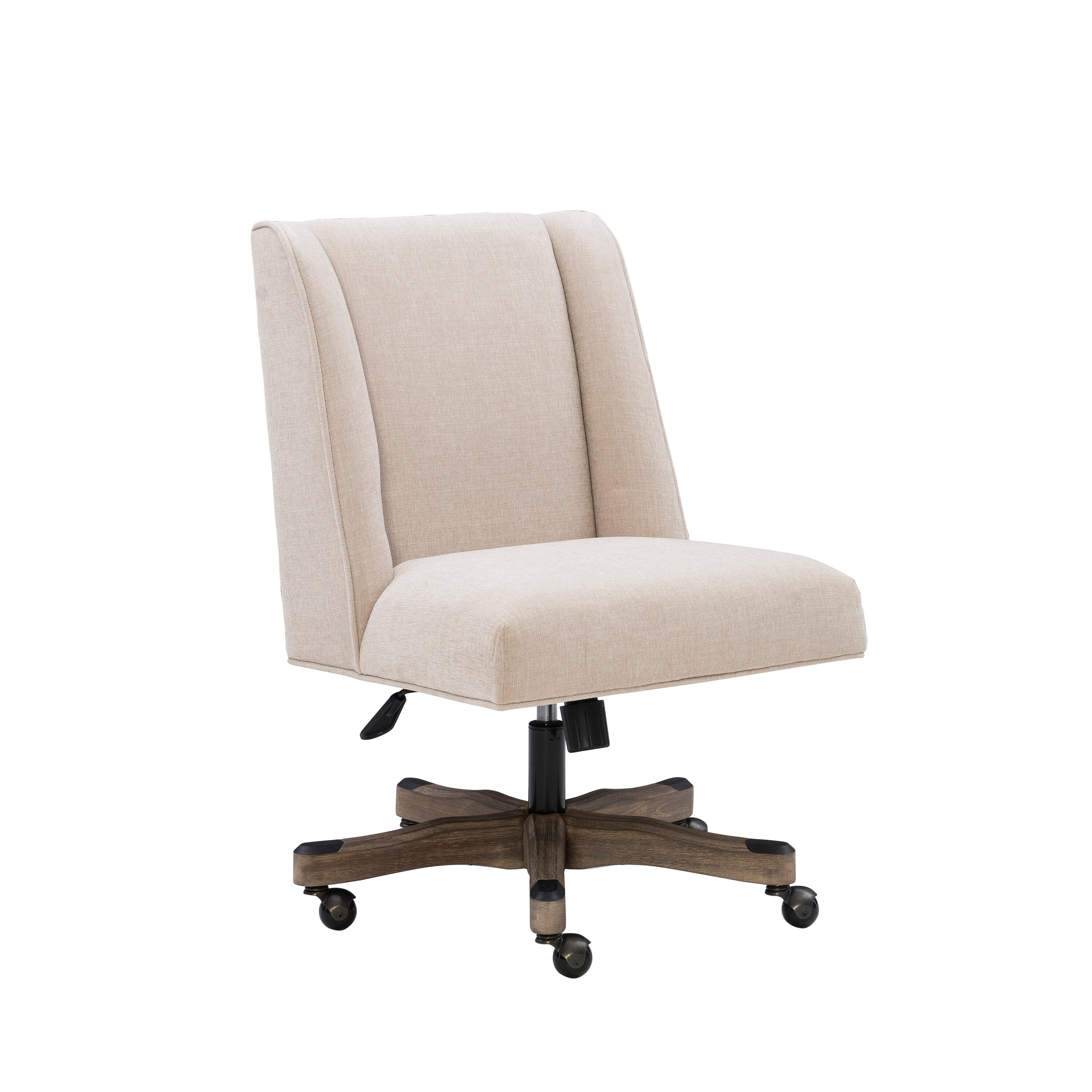 Linon Draper Natural Linen Transitional Ergonomic Adjustable Height Swivel  Polyurethane Desk Chair