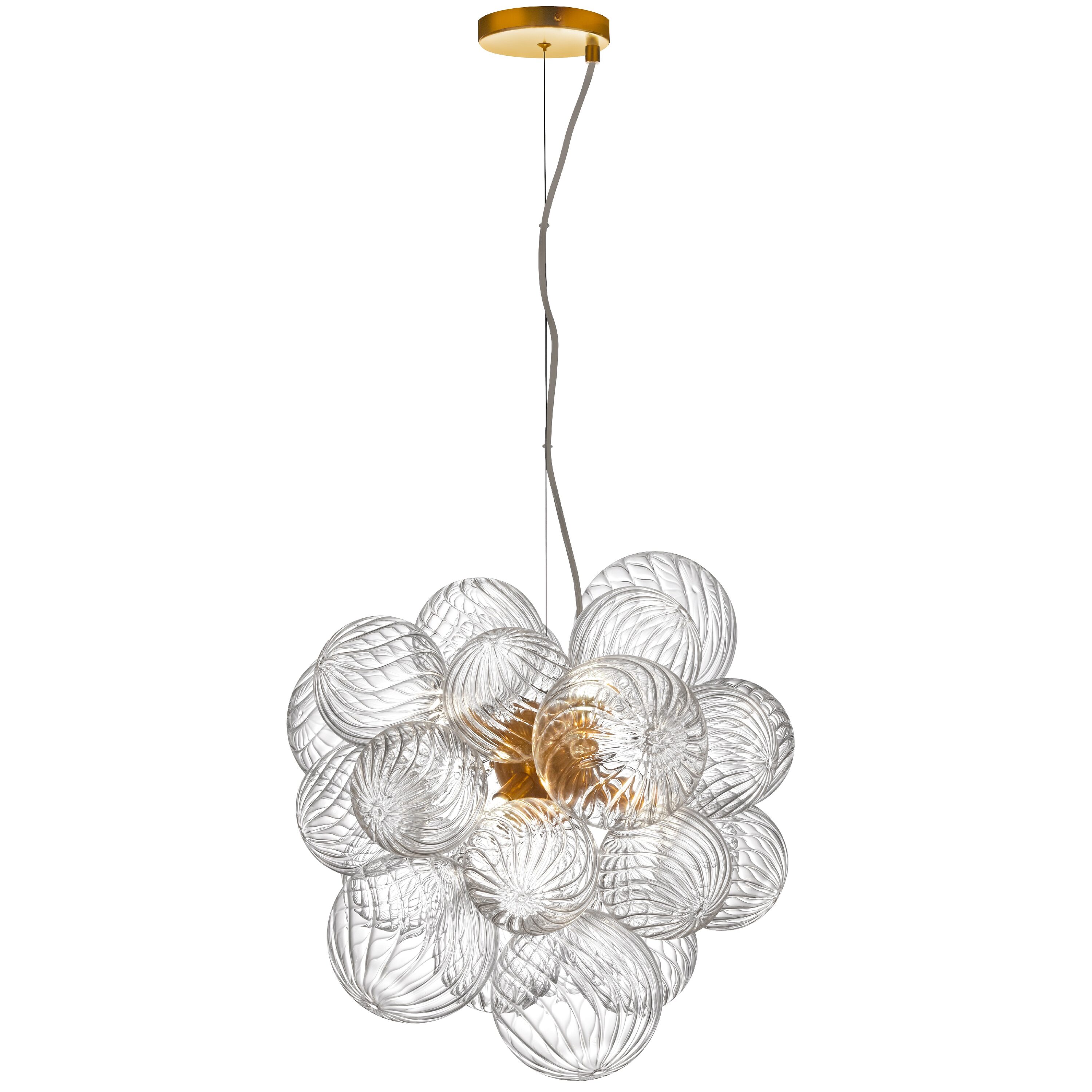 Dainolite Charlize 6 -Light Clear, Aged Brass Modern/contemporary Frosted glass Globe Medium Hanging Pendant Light