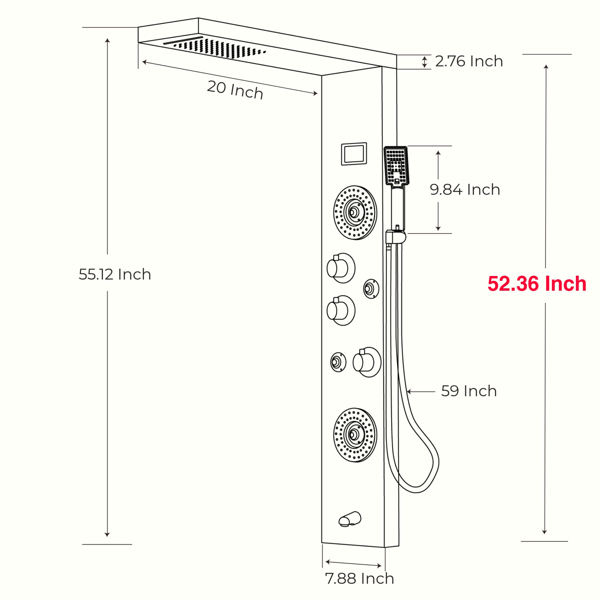 FORIOUS LL5502301B Showerhead-Bar-Panels - View #13