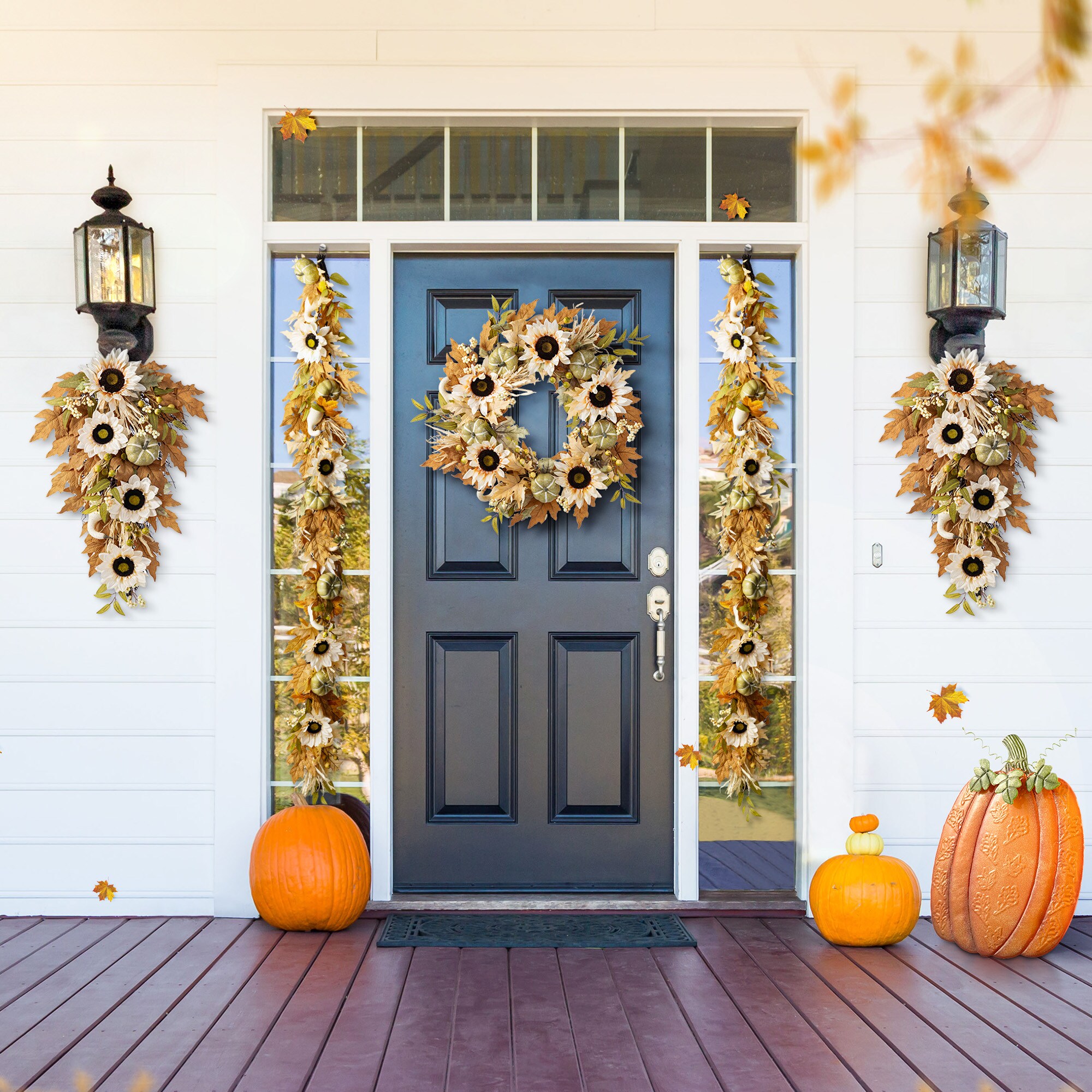 Glitzhome 2019500031 Artificial-Thanksgiving-Wreaths - View #5