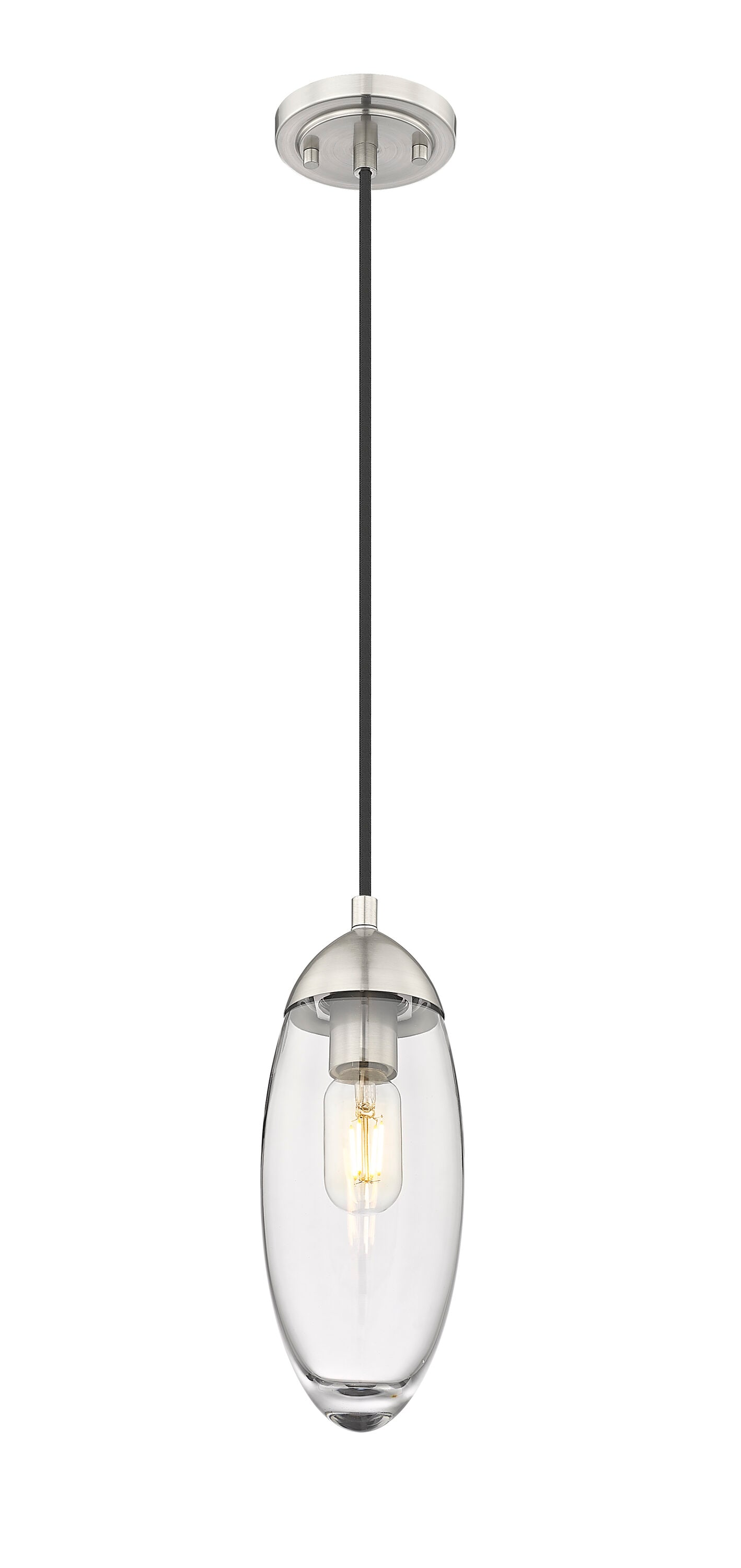 Arden Brushed Nickel Teardrop Glass Pendant Light