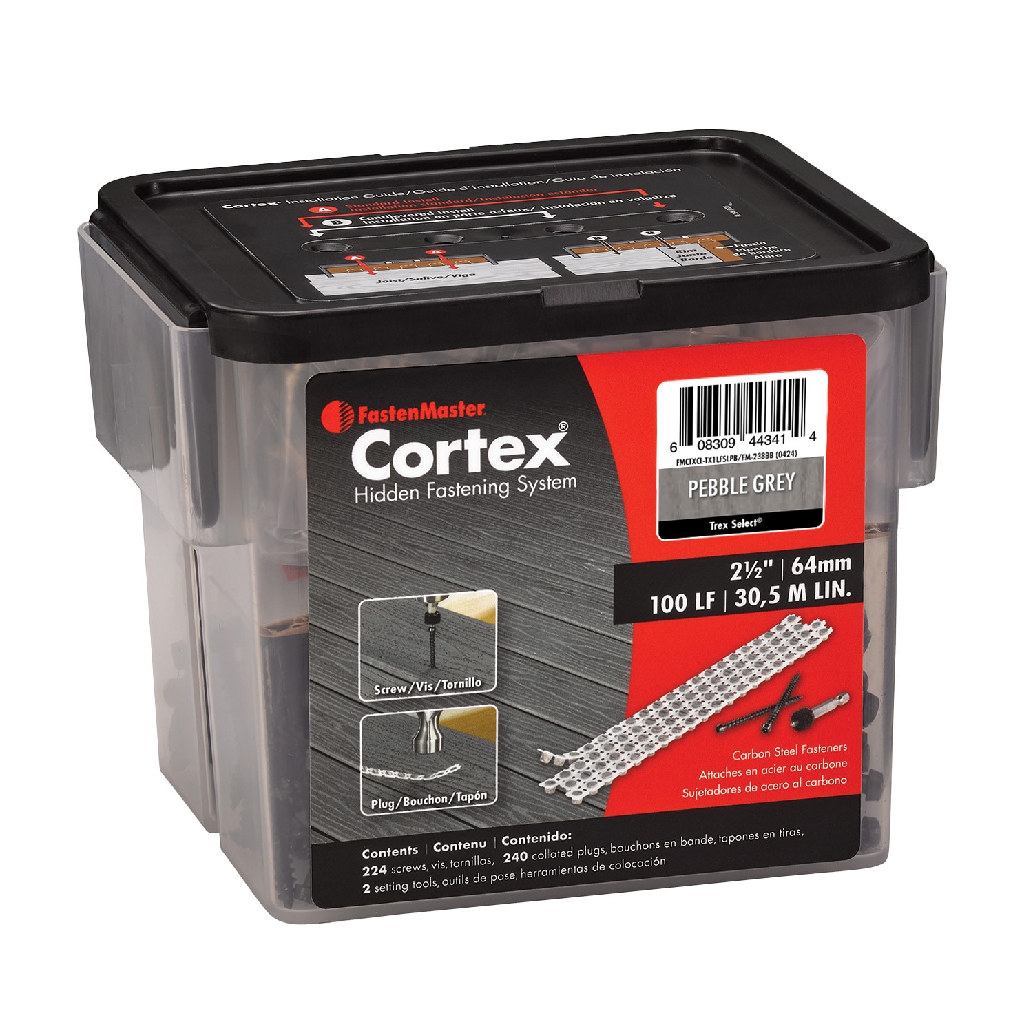 FastenMaster FMCTXCL-TX1LFSLPB Cortex for Trex Enhance Decking 2.5 Inches Pebble Hidden Deck Fastener 100 Square feet ( 224 -Pack )