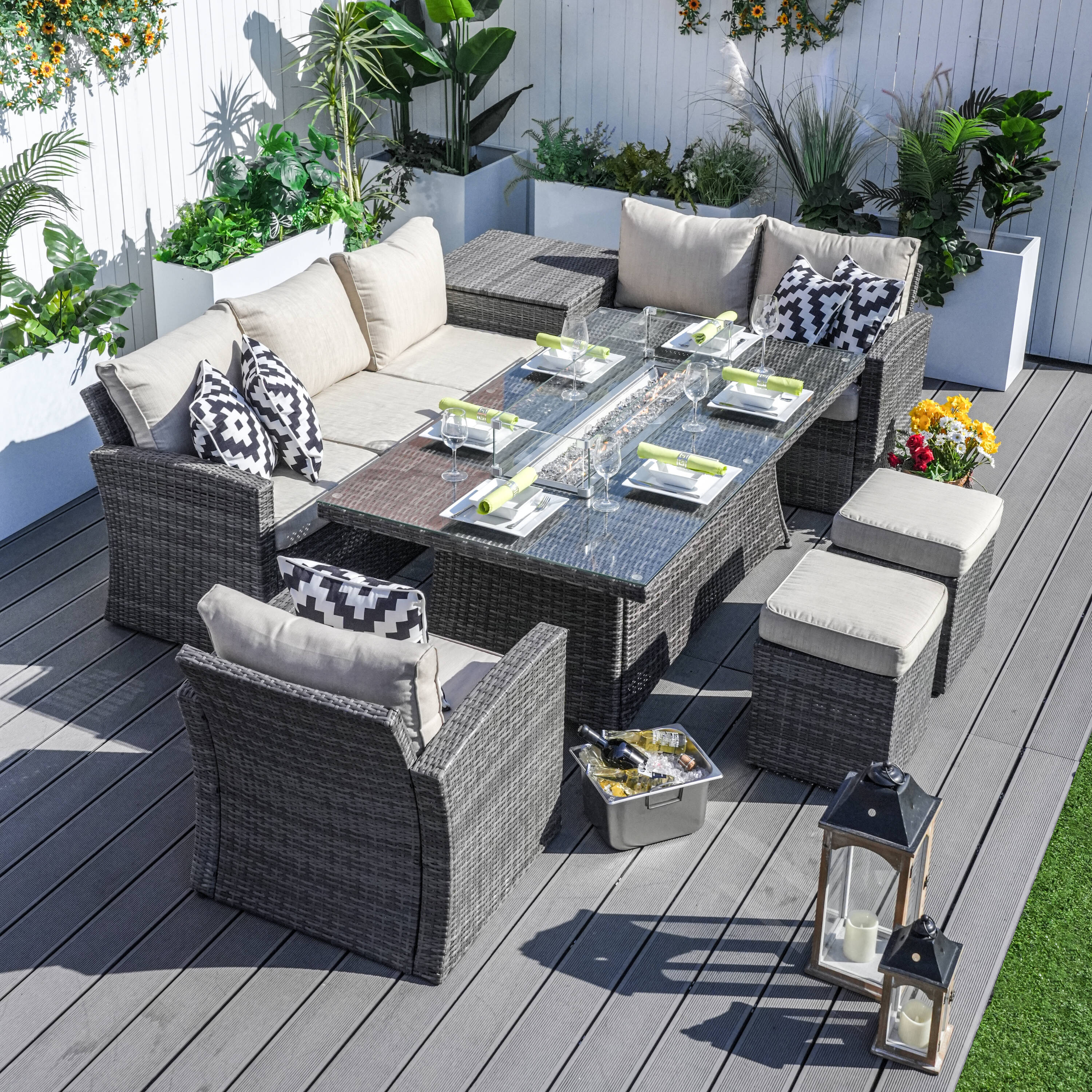 Direct Wicker DWG-1403B06R-GR Patio-Dining-Sets - View #3