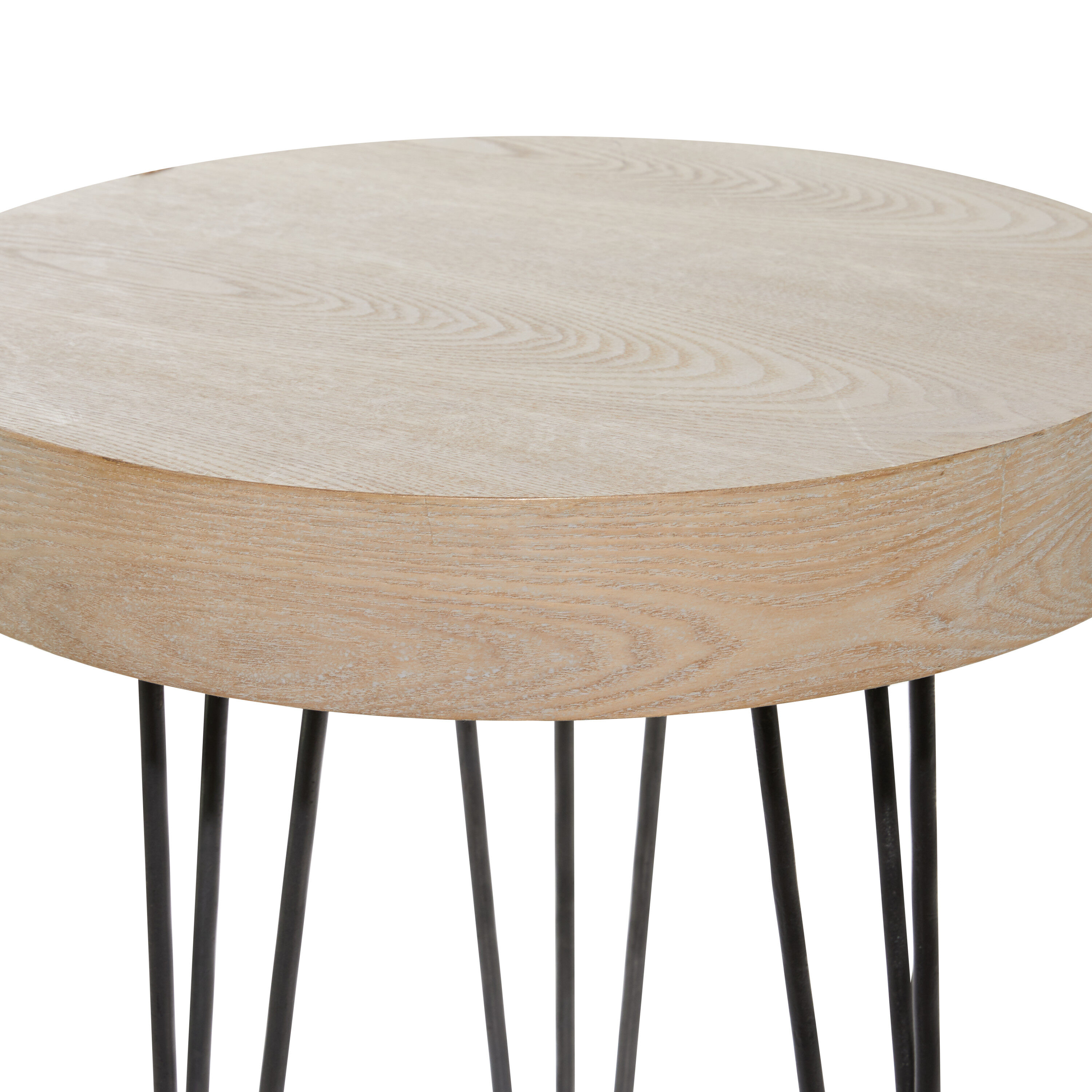 Elegant Round 20" Wood and Metal Accent Table in Brown
