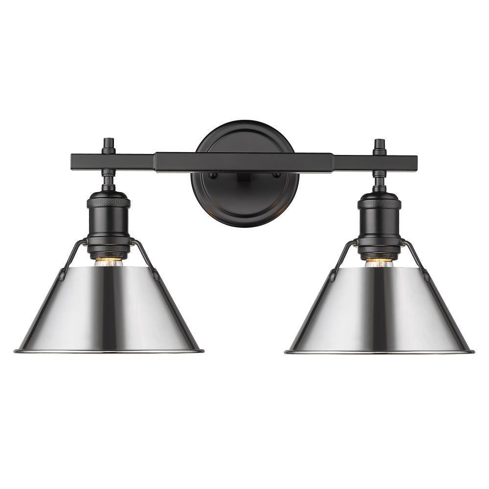 Golden Lighting 3306-BA2 BLK-CH Orwell 18.25-in 2 -Light Matte Black Transitional Vanity light
