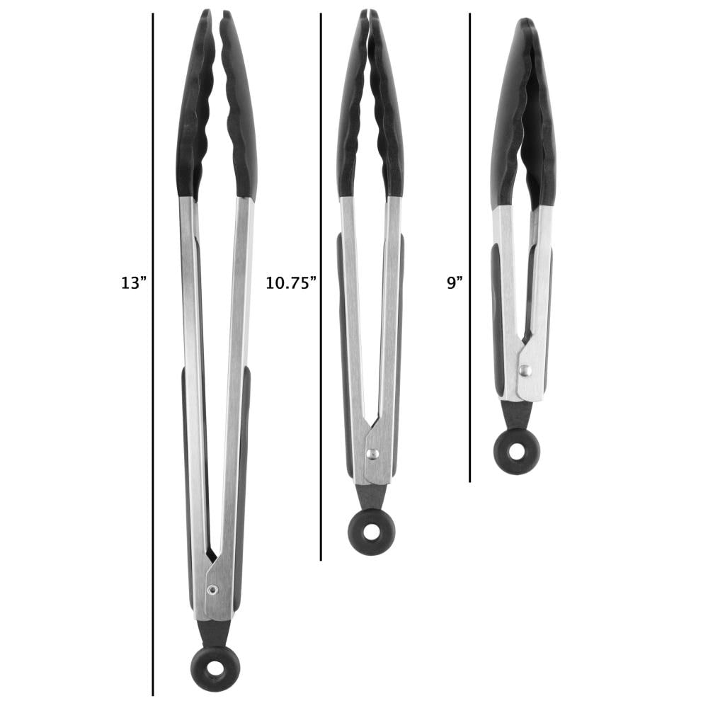 Hastings Home 922444EXN Set of 3 Kitchen Tongs, Stainless Steel with N