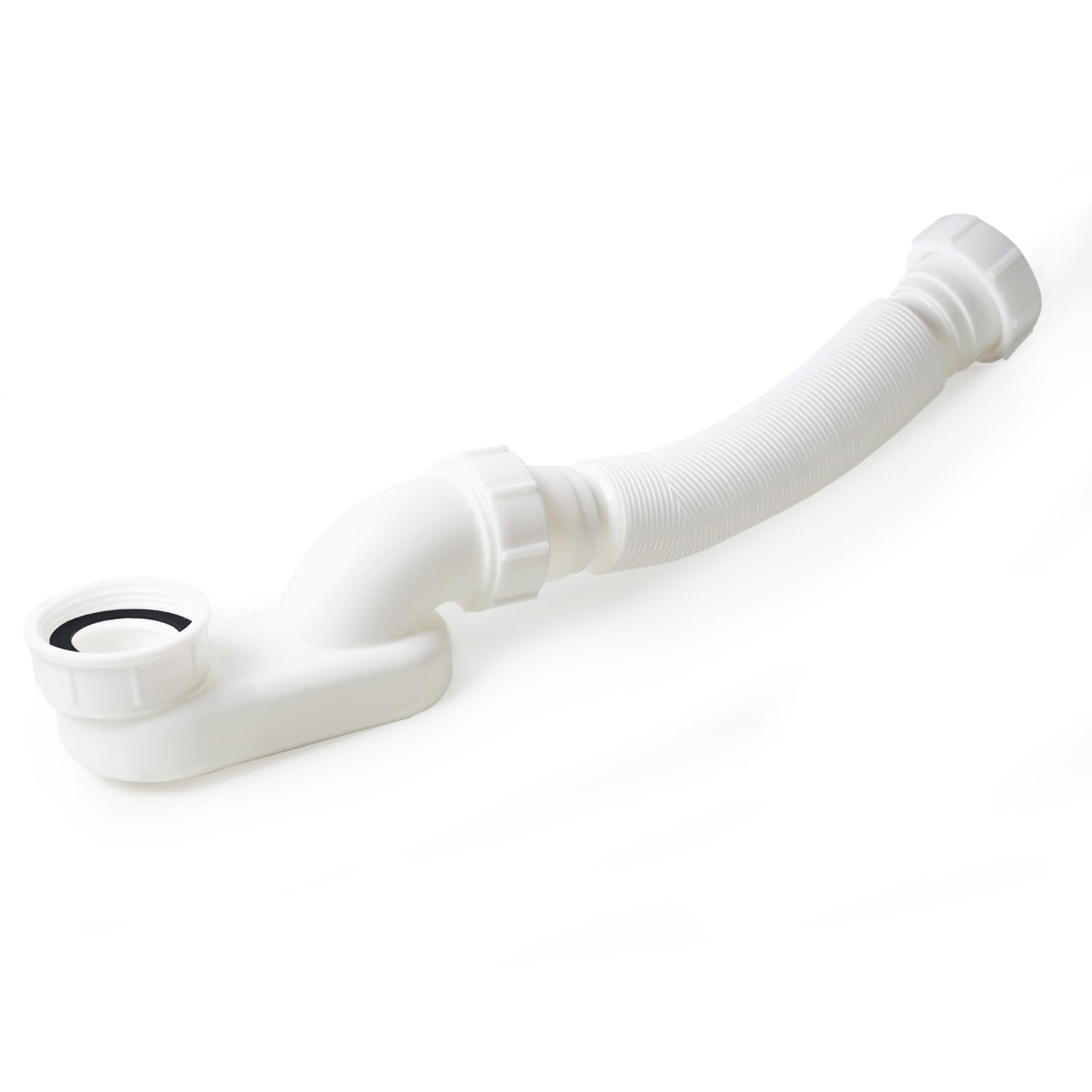 JVFCXXV  Low Profile 1 1 2 P Trap Flexible Bathtub Shower Drain Pipe Flat P Trap Kit for Freestanding Tub Space Saving Bath Drain Assembly Easy