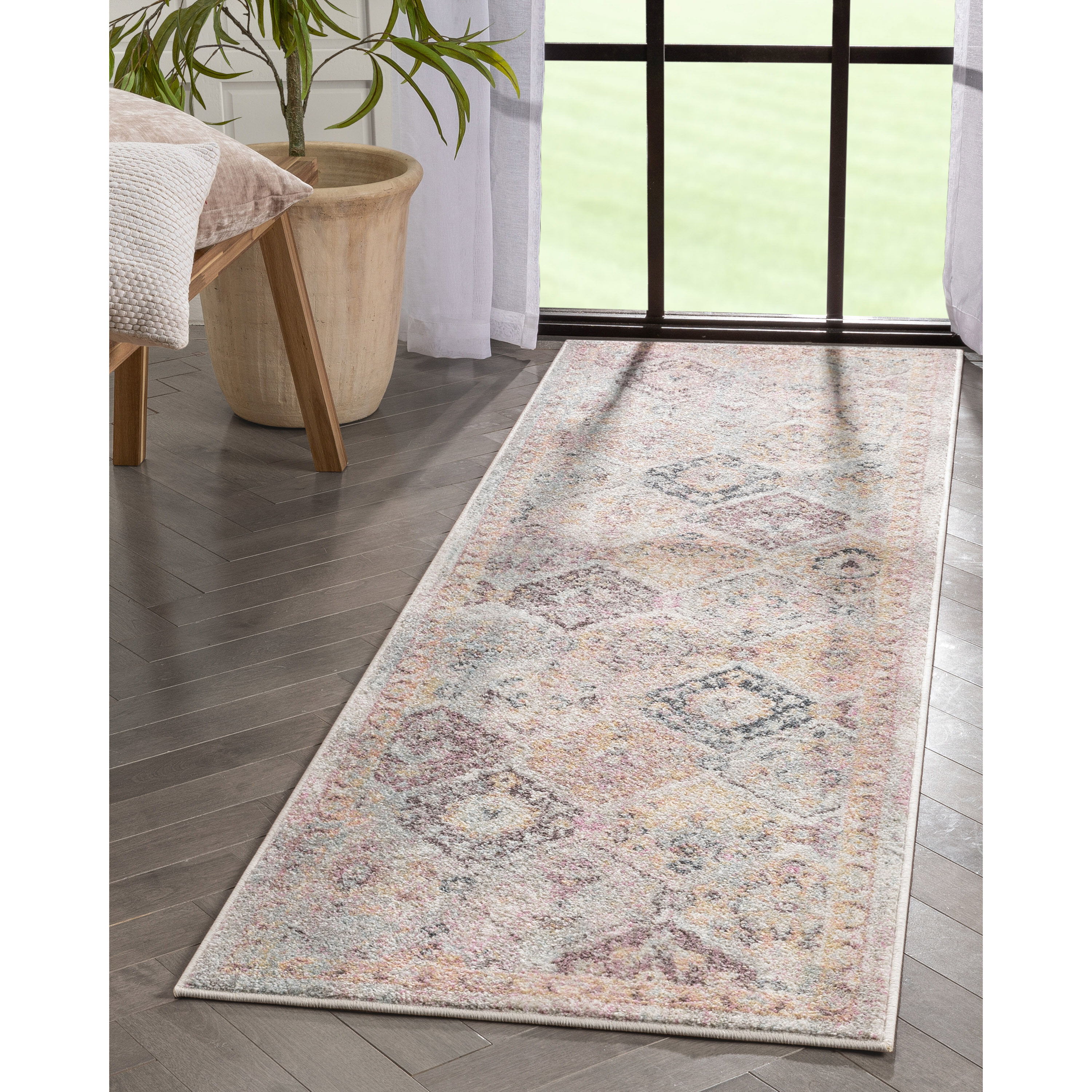 Well Woven RO-307-2 Rodeo 2 x 8 (ft) Loomed Polyester Grey Ivory Rectangular Indoor Tribal Vintage Runner rug