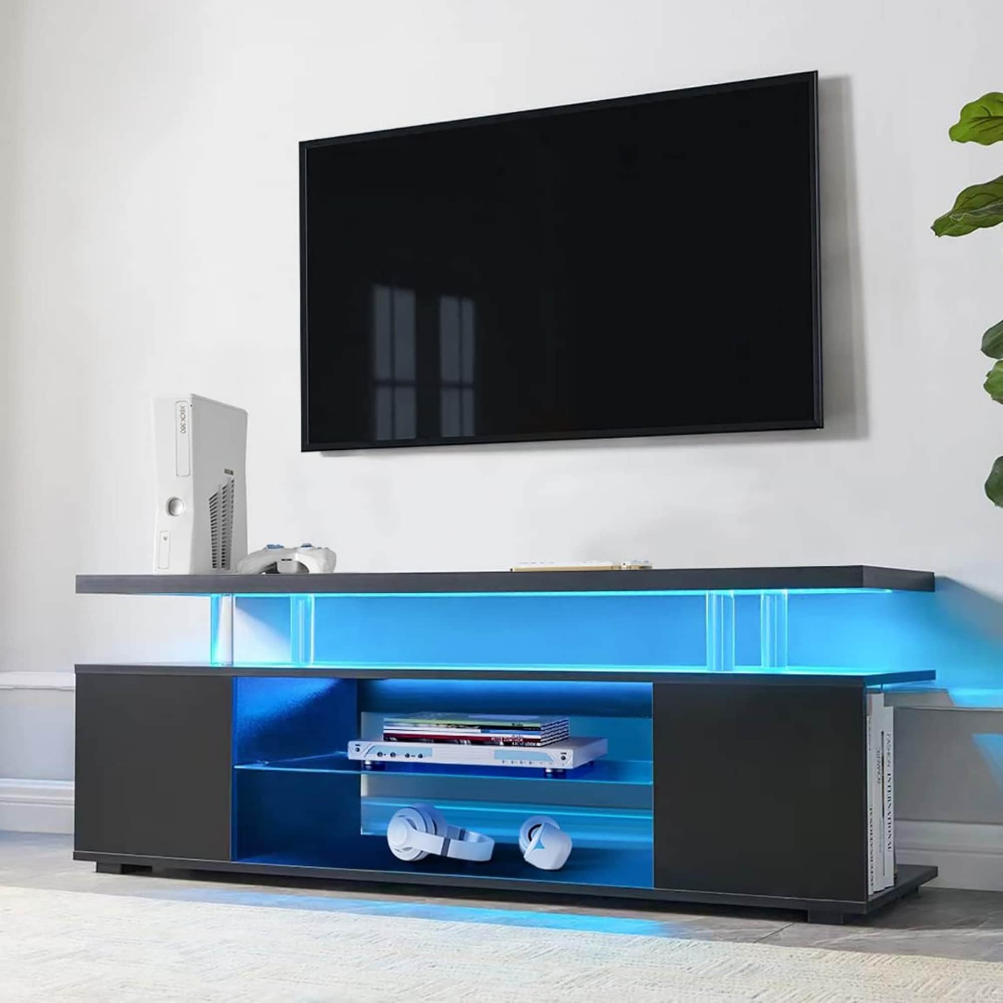Sunrinx MG9-ND-11 Modern/Contemporary Black+Gray TV stand Integrated TV Mount ( Accommodates TVs up to 65-in )