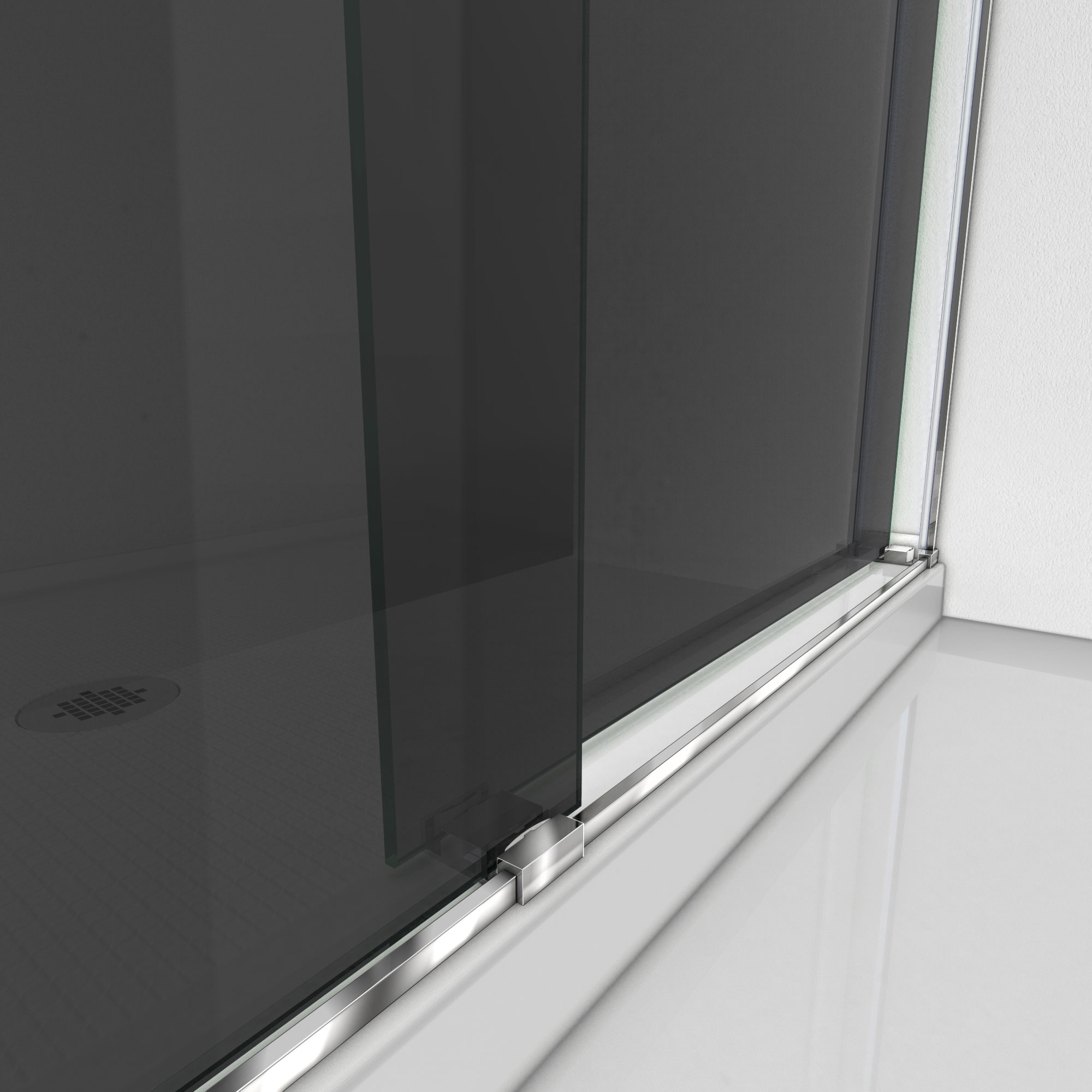 Smoke Gray Frameless Glass Bypass Shower Door with Chrome Finish
