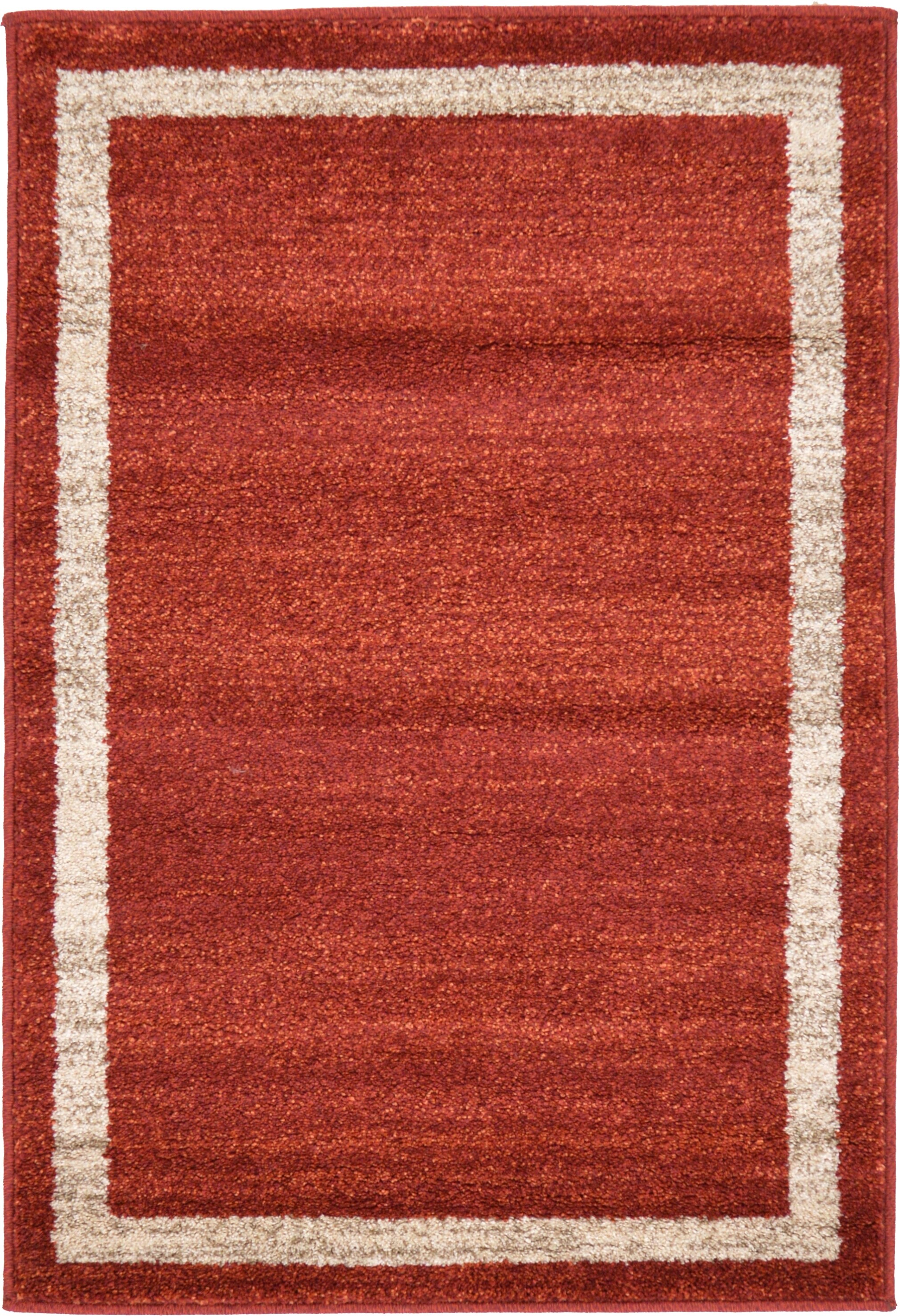 Unique Loom 3127307 Maria Del Mar 2 x 3 (ft) Loomed Polypropylene Terracotta/Ivory Rectangular Indoor Border Industrial Area rug