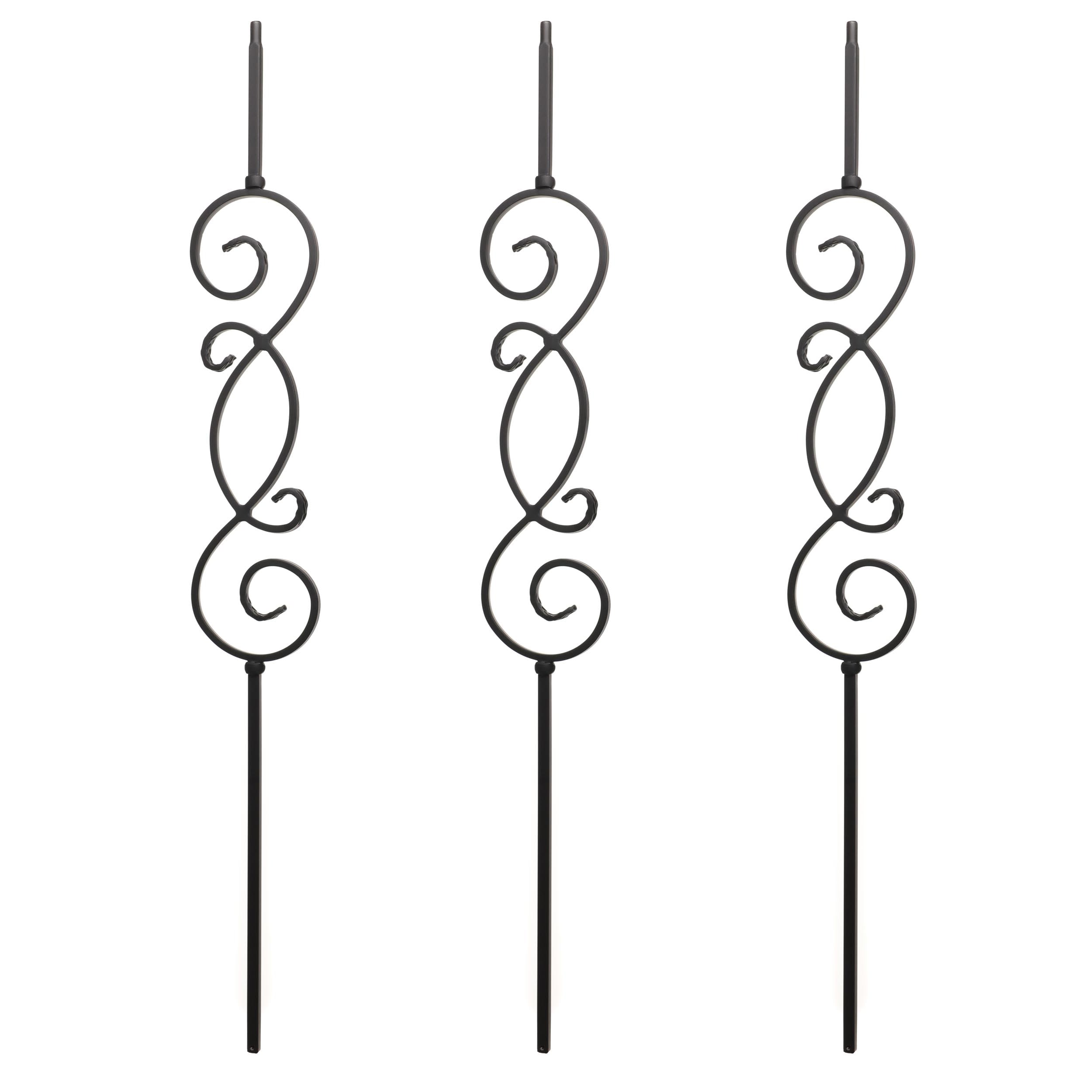 RELIABILT WGT57SB 43-in x 0.5-in Satin Black Wrought Iron Scroll Stair Baluster (3-Pack)